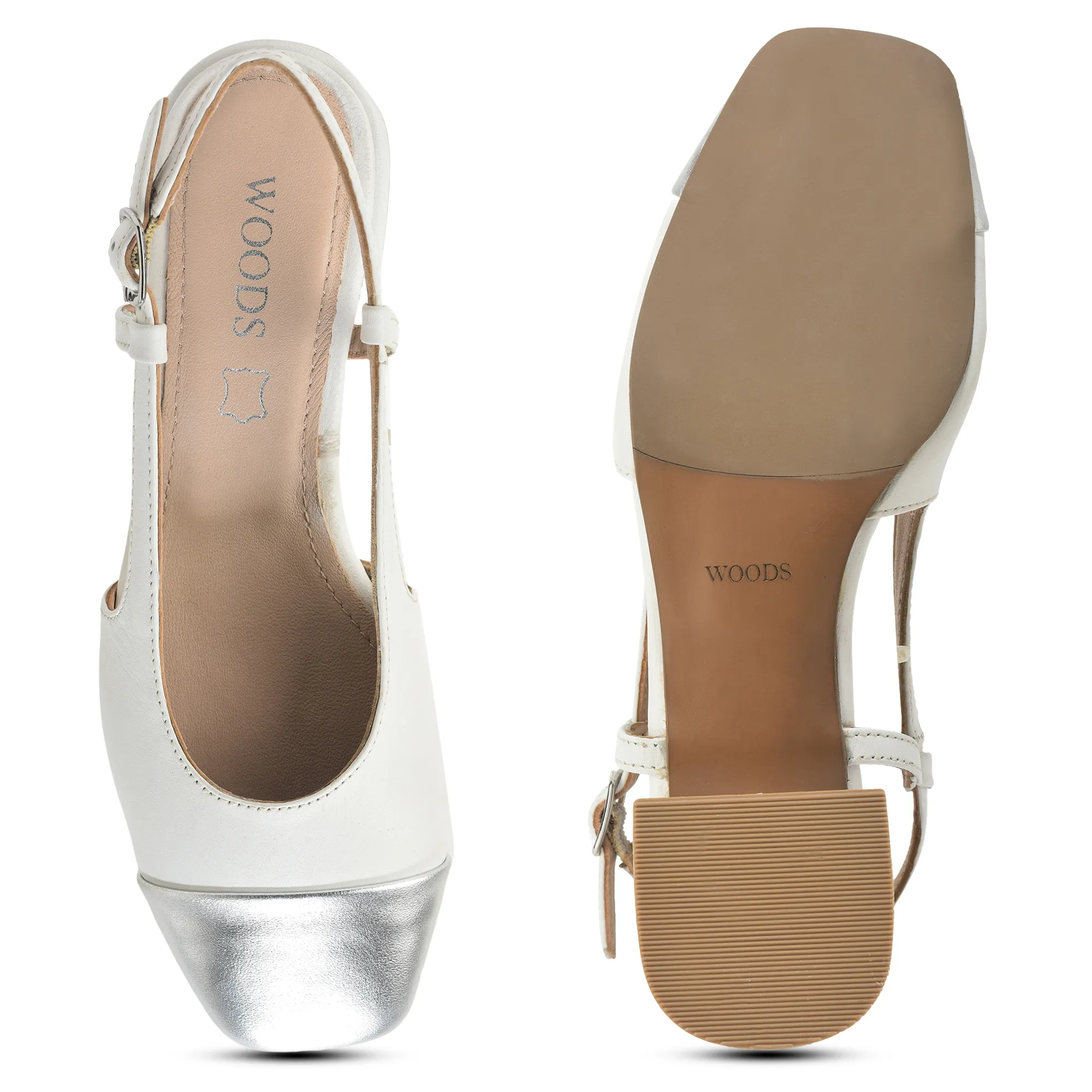 Stylish White/Silver Ladies Sandal with Metallic Accent - Thumbnail 6