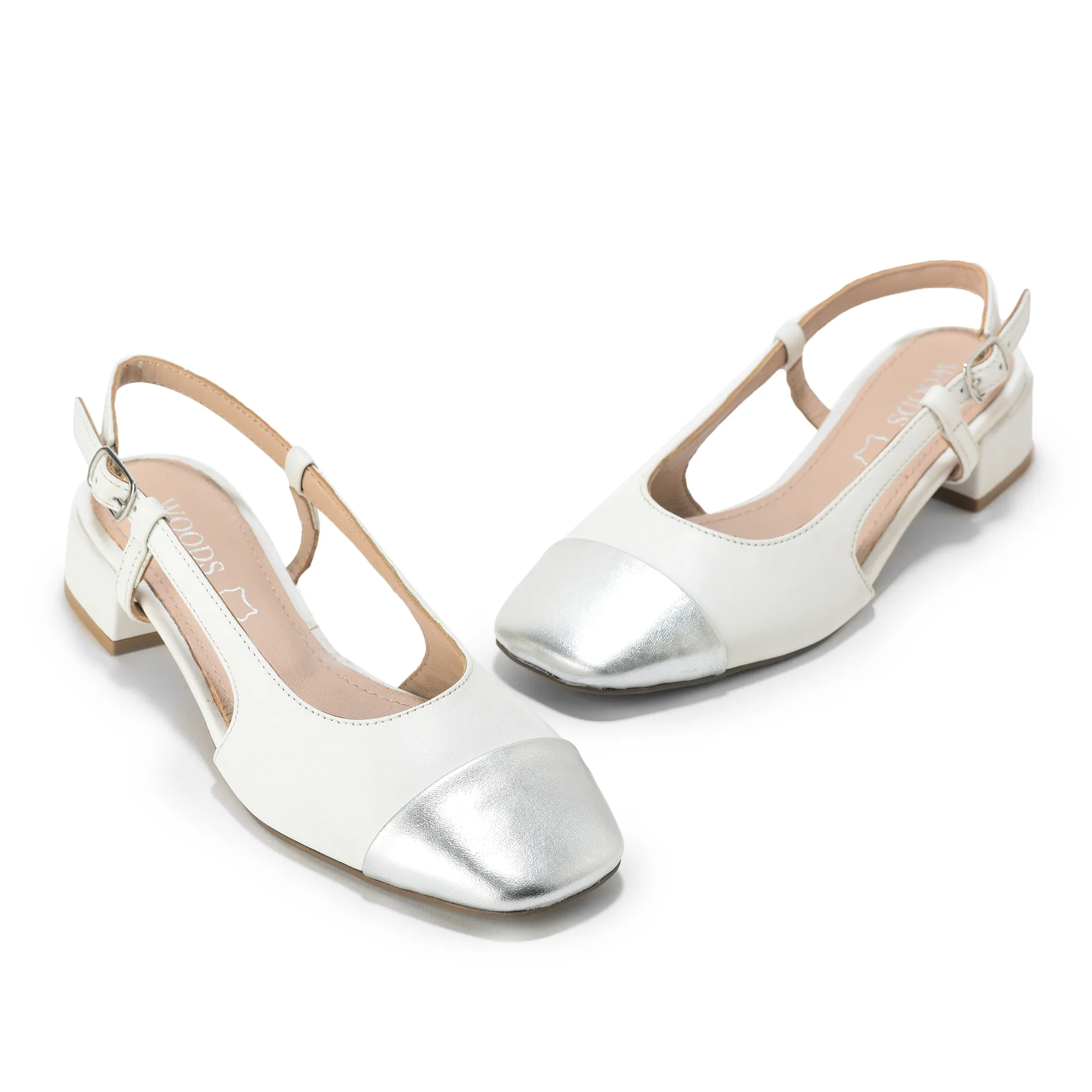 Stylish White/Silver Ladies Sandal with Metallic Accent - Thumbnail 8