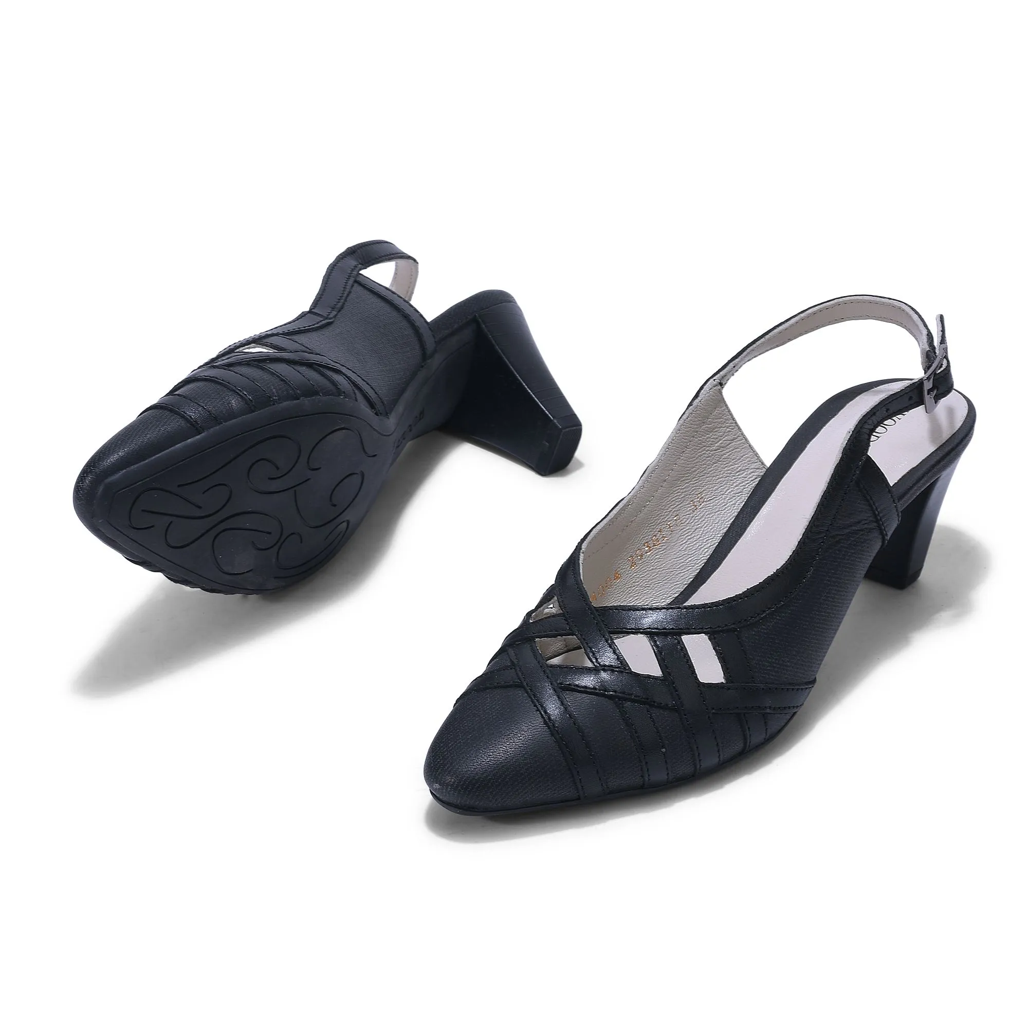 Black sling back strap sandals - Thumbnail 4