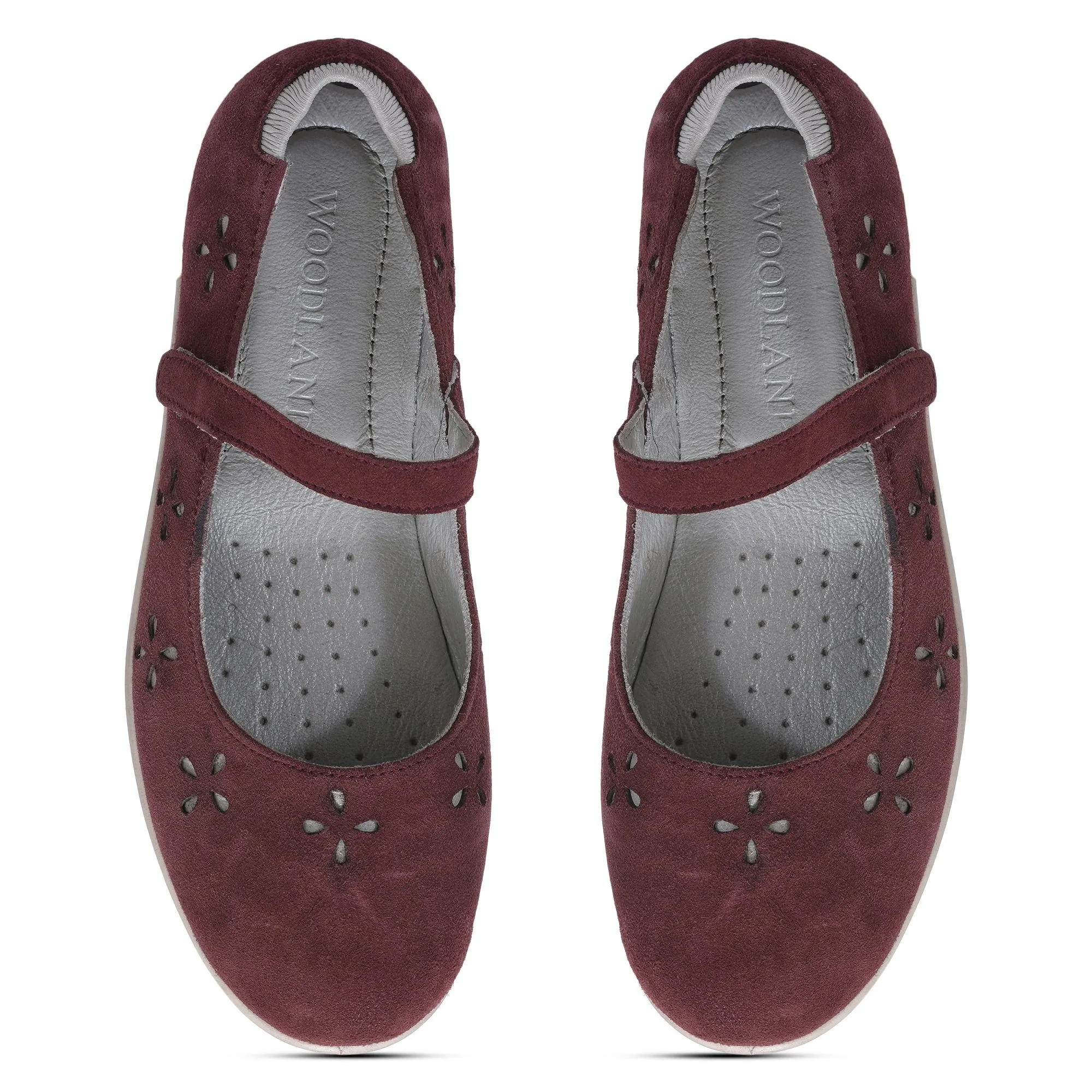 Woodland maroon ballerinas for women - Thumbnail 3