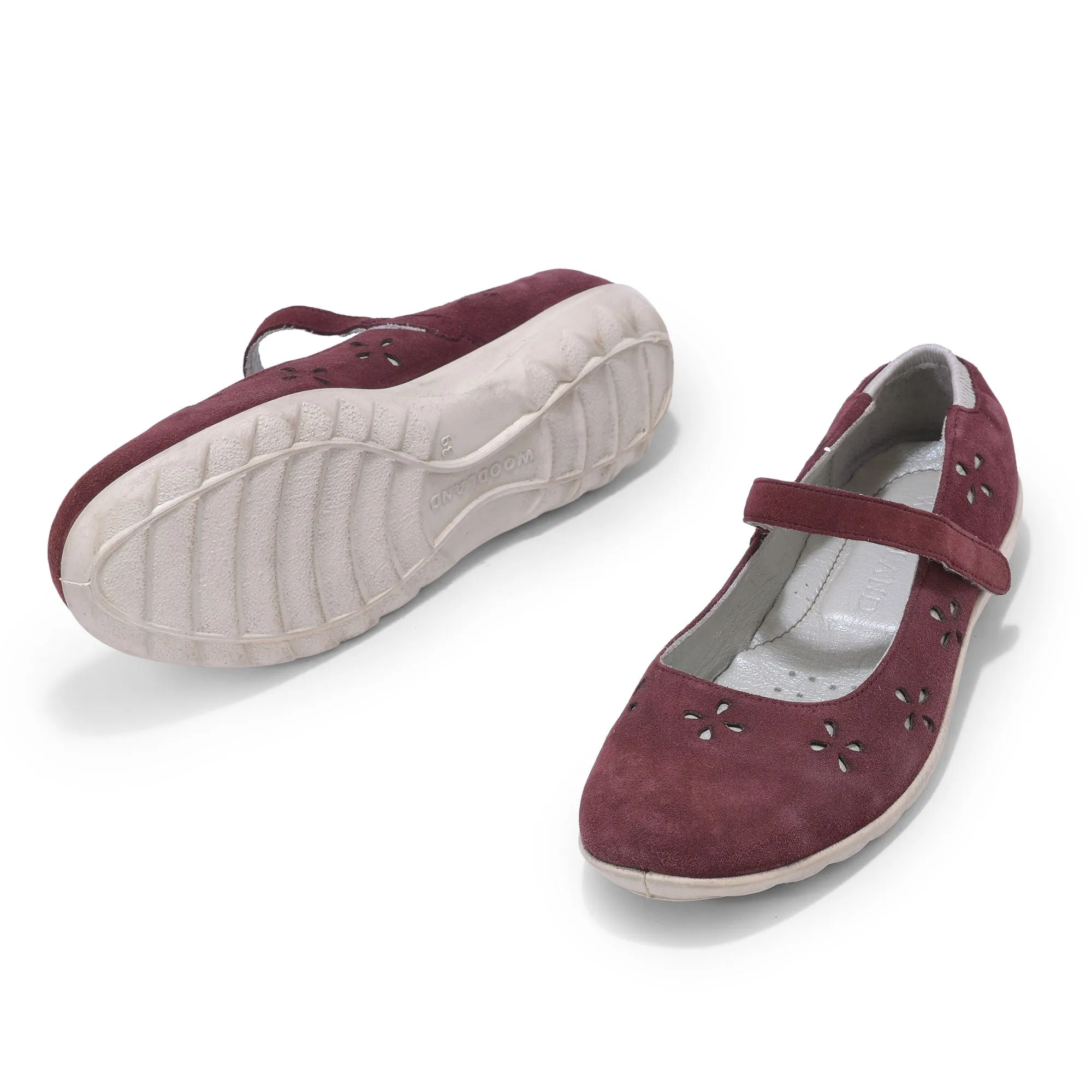 Woodland maroon ballerinas for women - Thumbnail 4