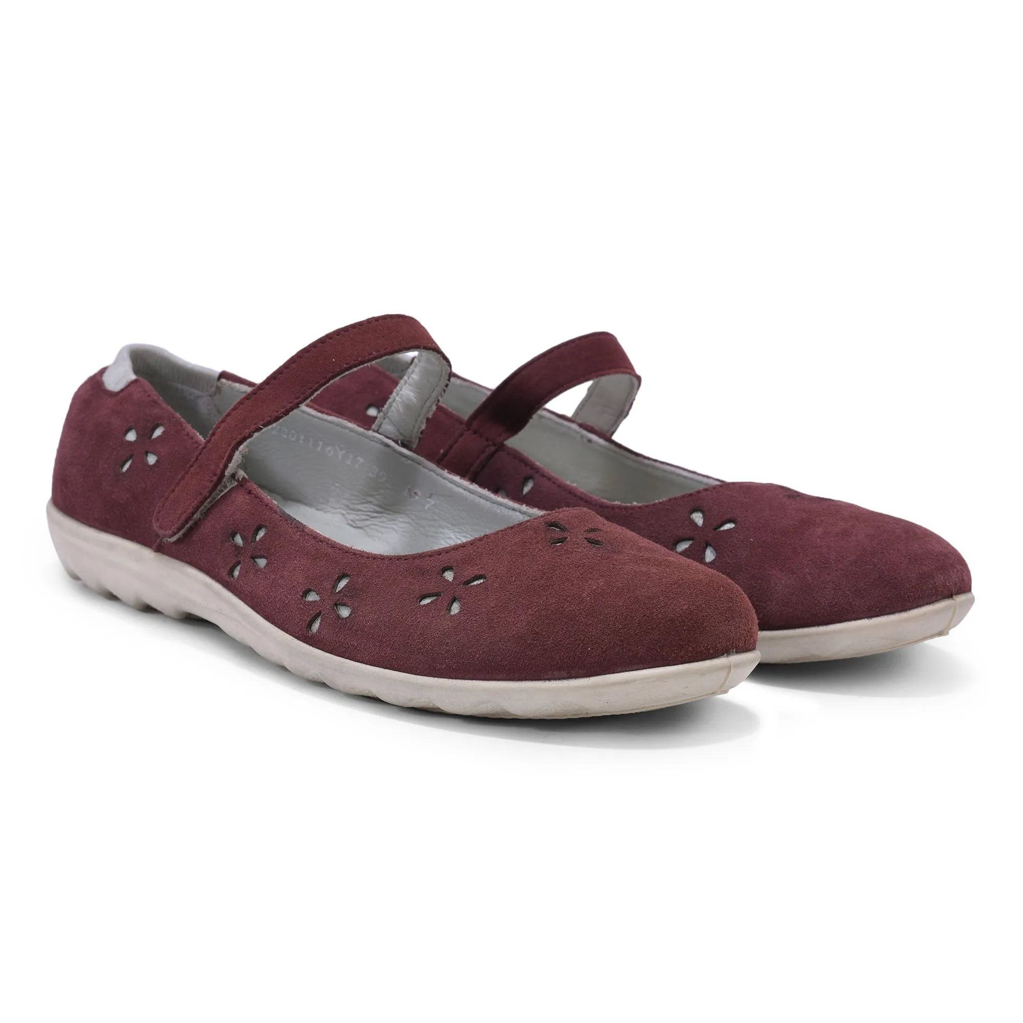 Woodland maroon ballerinas for women - Thumbnail 6