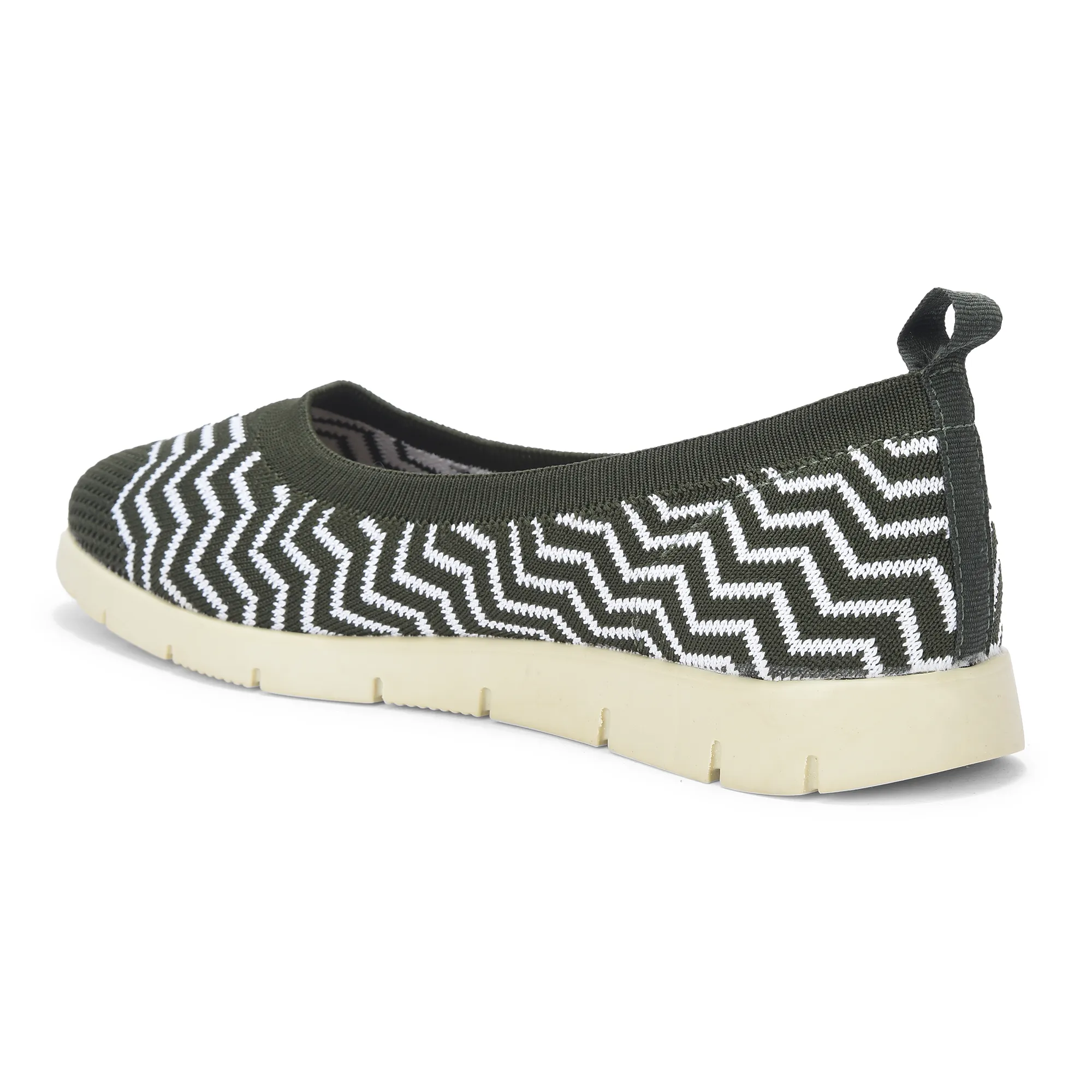 Women Olive Zig-Zag Knit Bally - Thumbnail 6