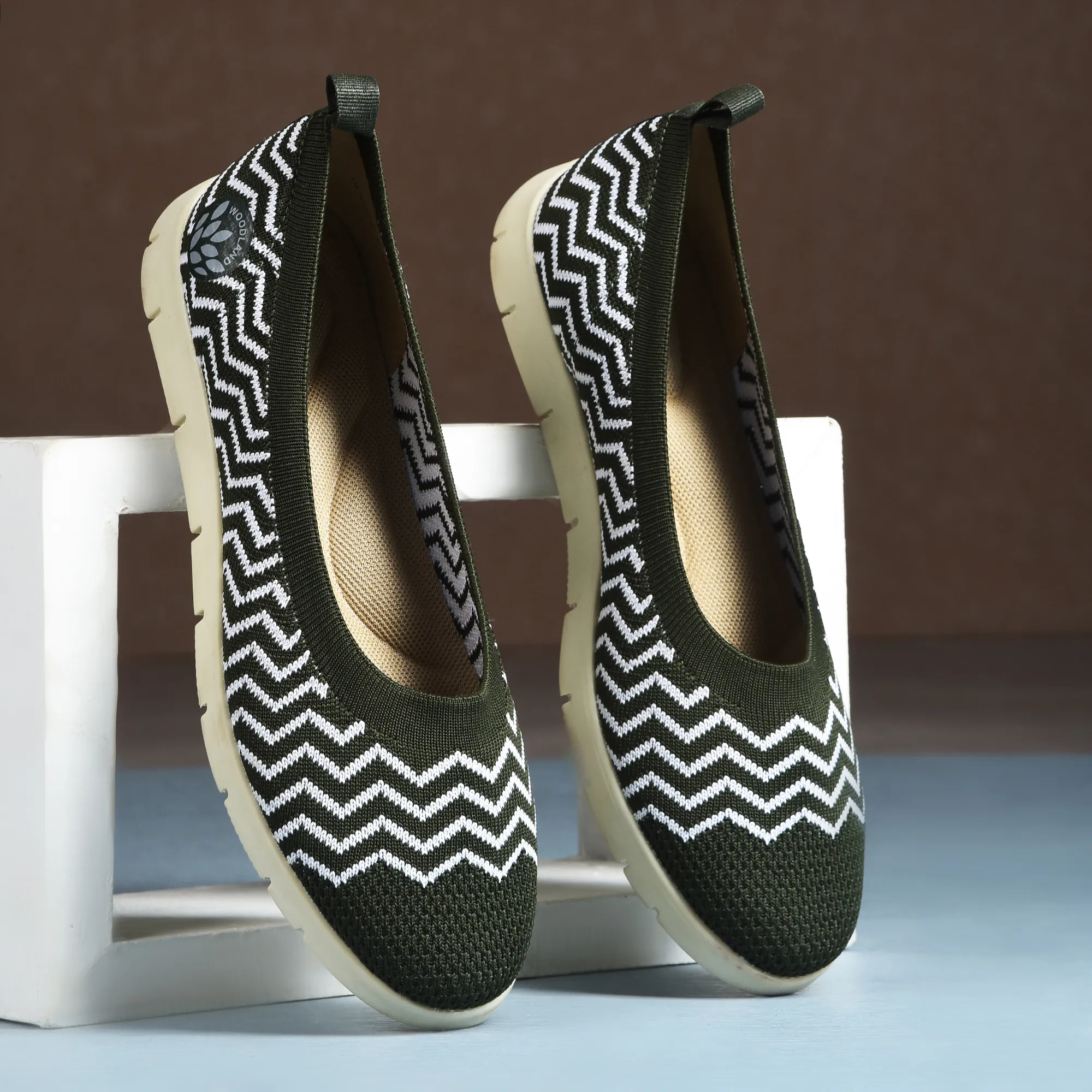 Women Olive Zig-Zag Knit Bally - Thumbnail 9