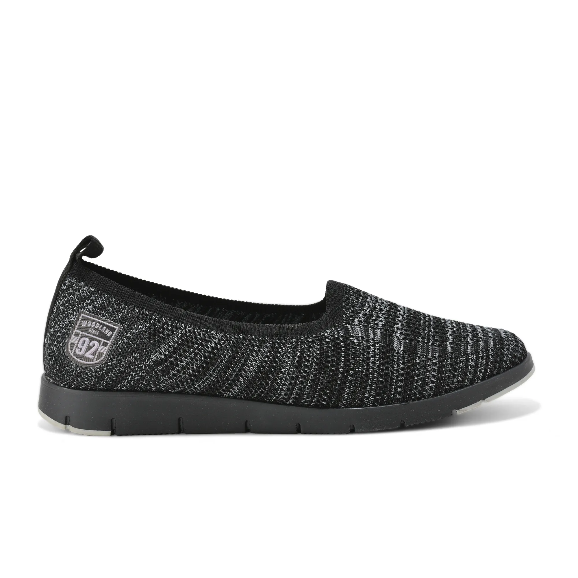 Woodland Ladies Black Fabric Bally Slip-On Shoes - Thumbnail 2
