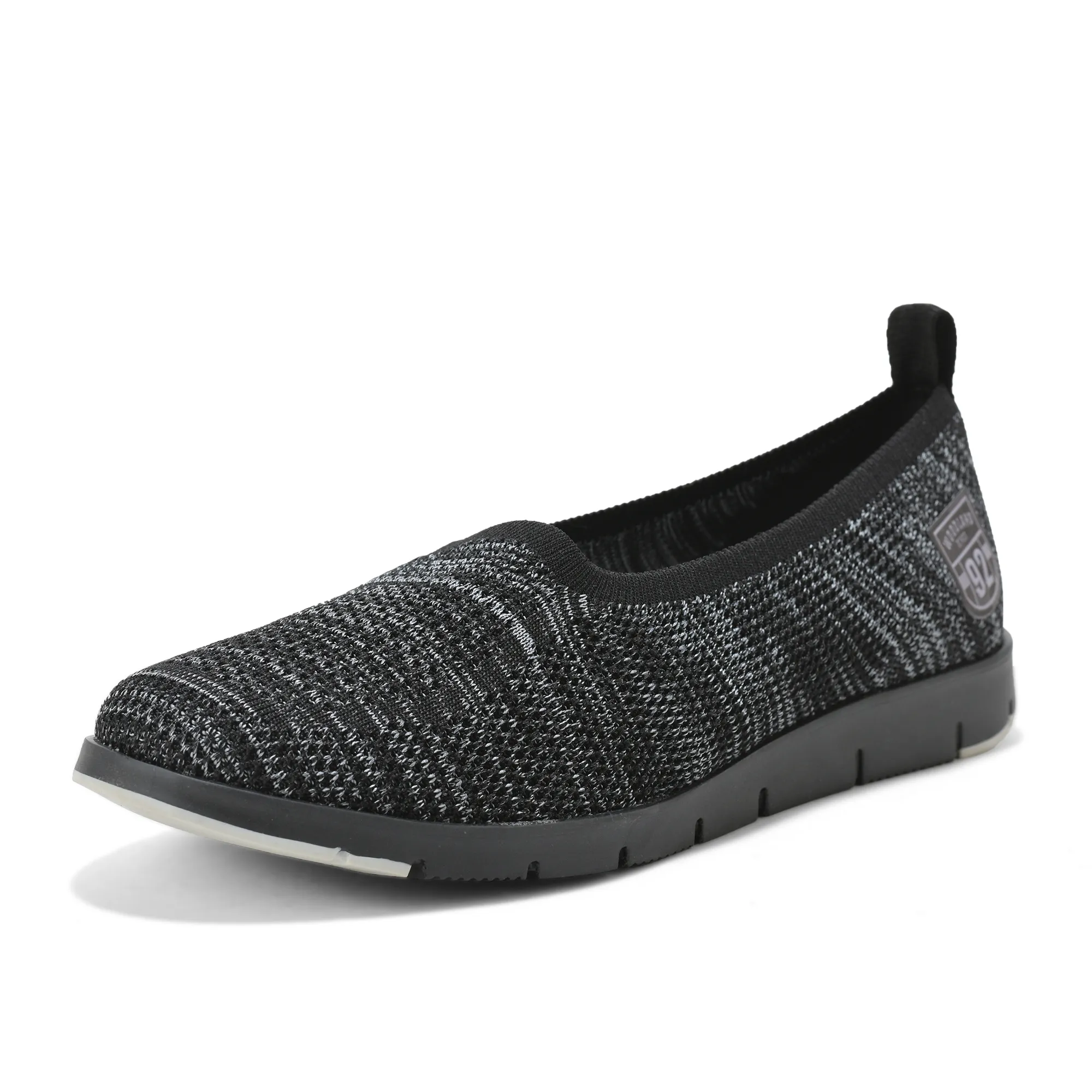 Woodland Ladies Black Fabric Bally Slip-On Shoes - Thumbnail 11