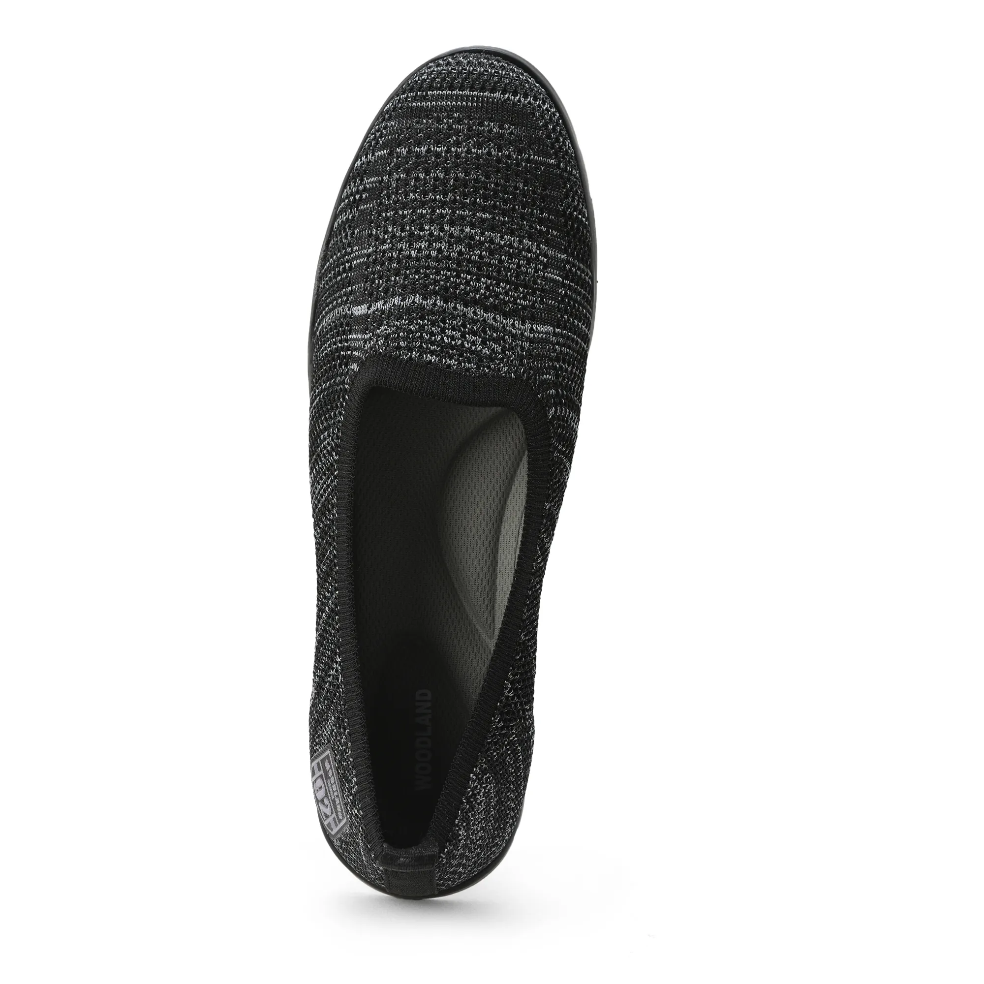 Woodland Ladies Black Fabric Bally Slip-On Shoes - Thumbnail 13
