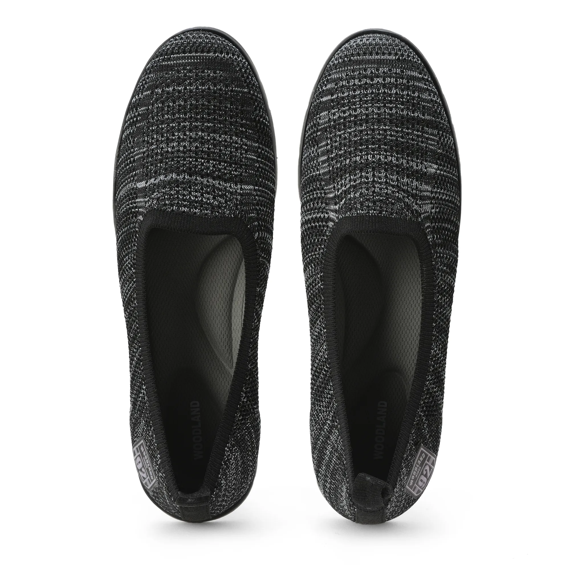 Woodland Ladies Black Fabric Bally Slip-On Shoes - Thumbnail 5