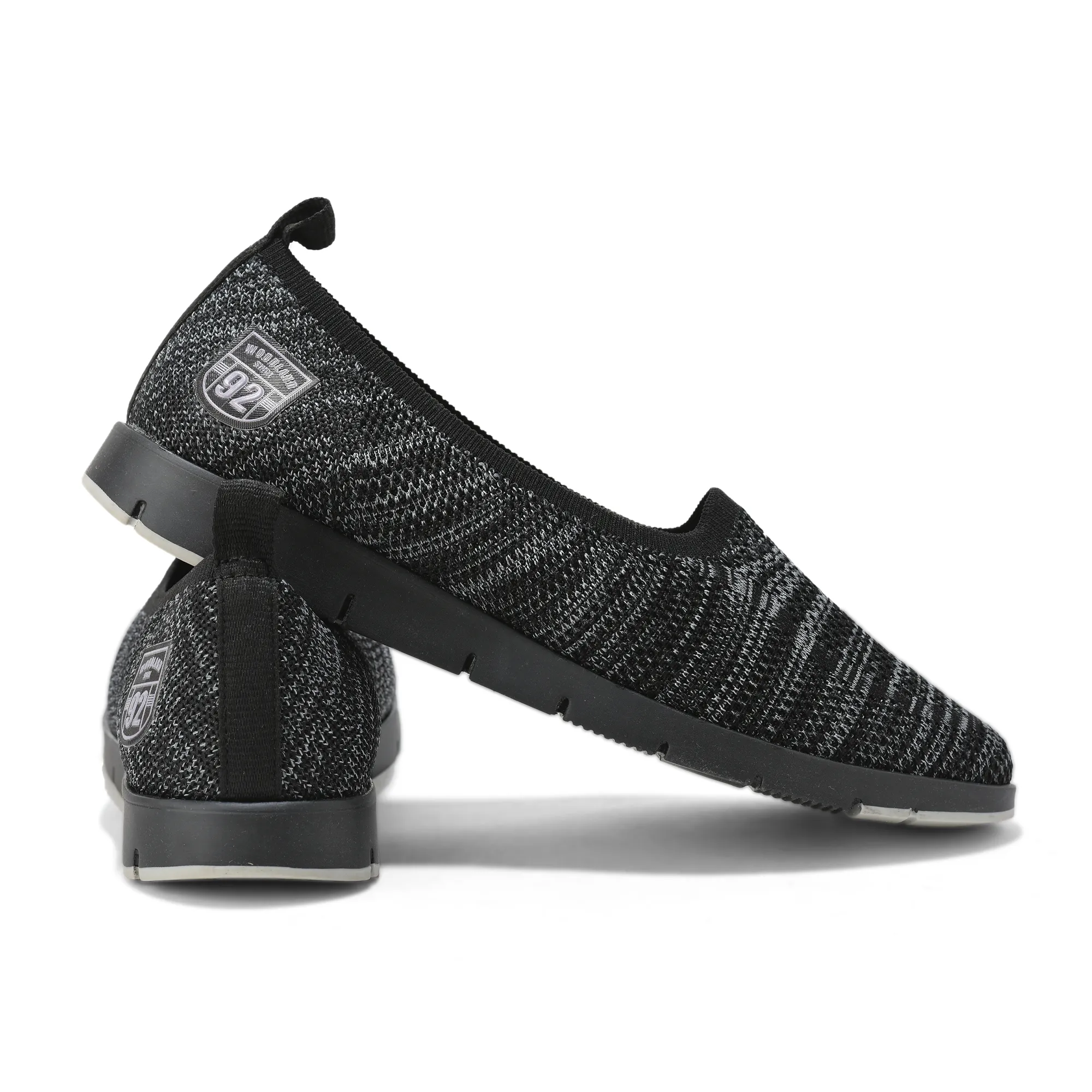 Woodland Ladies Black Fabric Bally Slip-On Shoes - Thumbnail 10