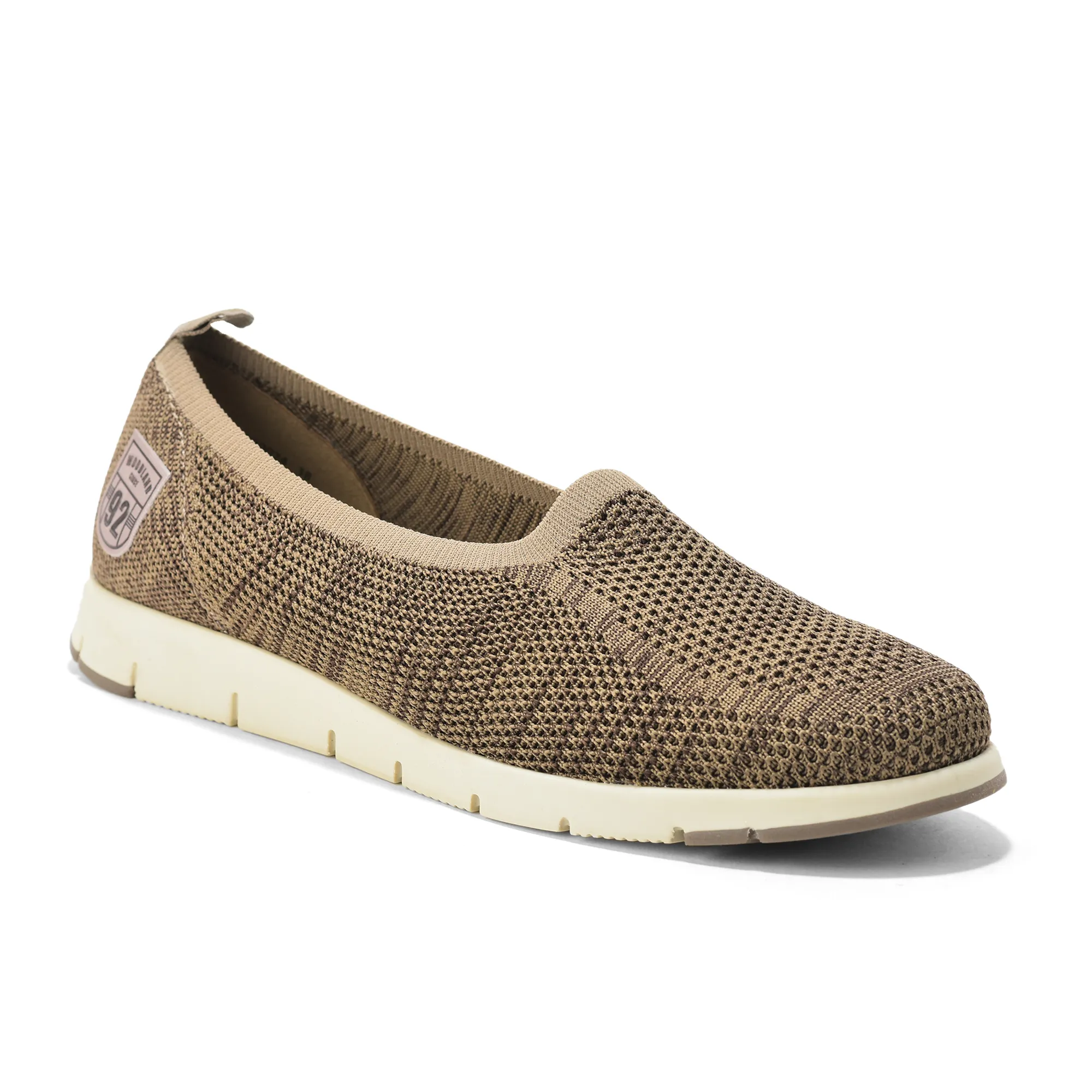 Woodland Ladies Camel Fabric Bally Slip-On Shoes - Thumbnail 12