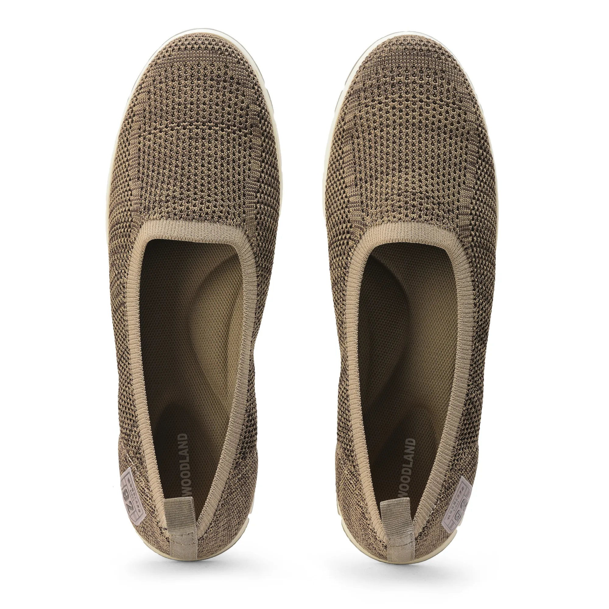 Woodland Ladies Camel Fabric Bally Slip-On Shoes - Thumbnail 5