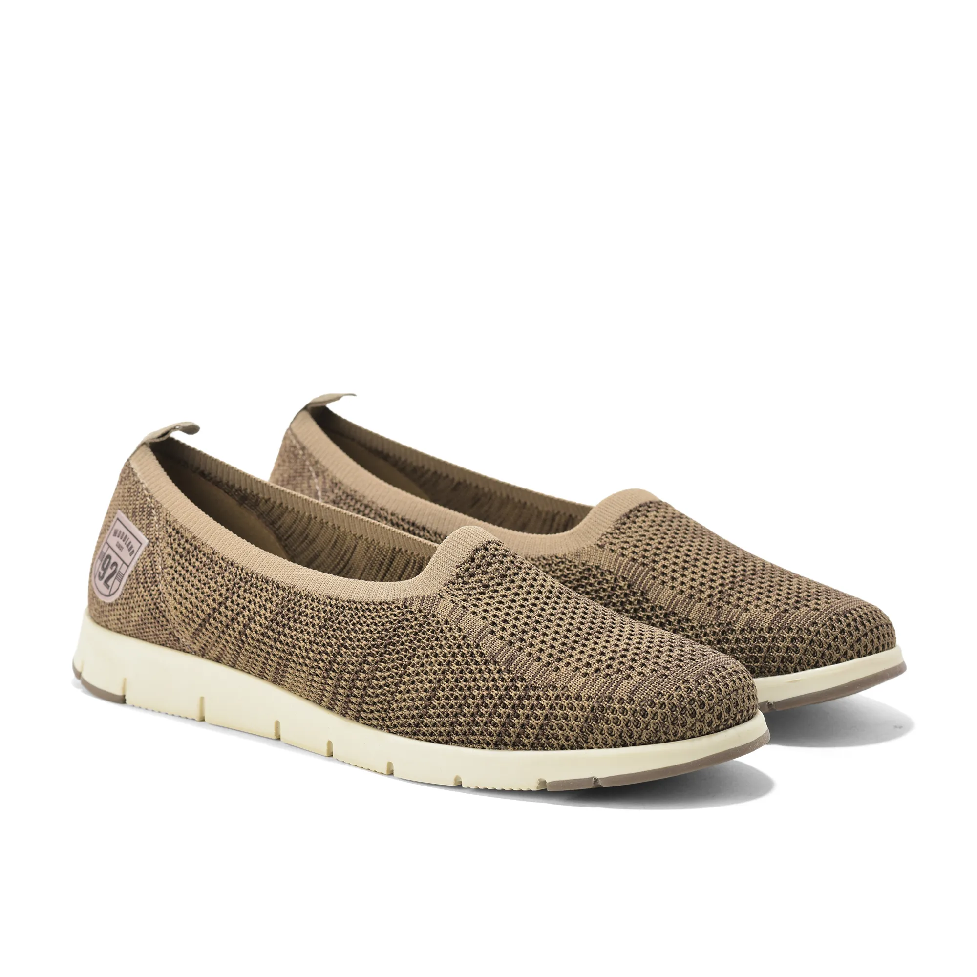 Woodland Ladies Camel Fabric Bally Slip-On Shoes - Thumbnail 8
