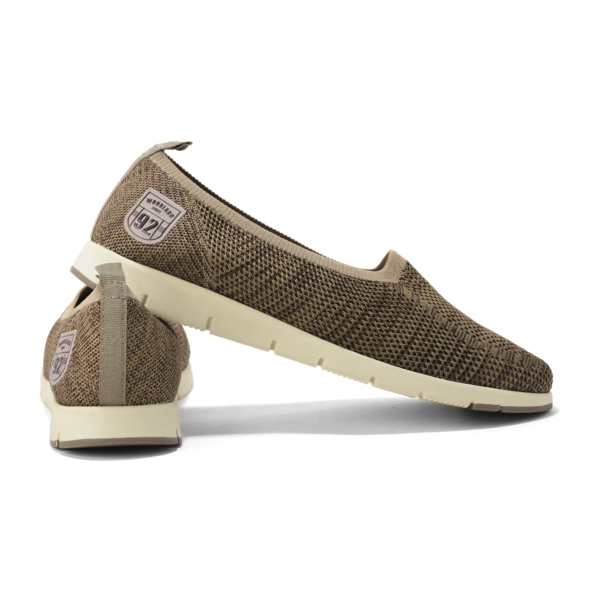 Woodland Ladies Camel Fabric Bally Slip-On Shoes - Thumbnail 10