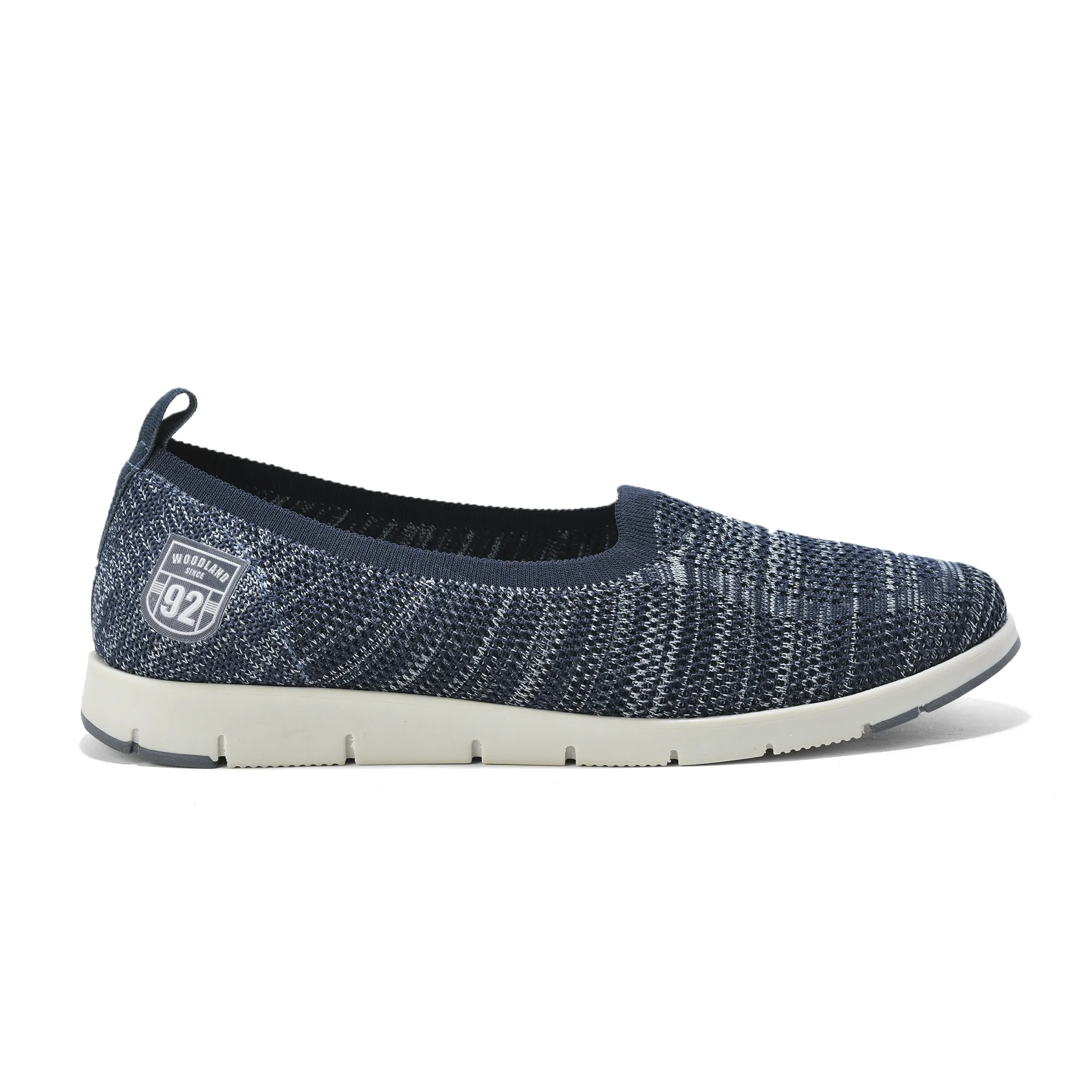 Woodland Ladies Navy Fabric Bally Slip-On Shoes - Thumbnail 2