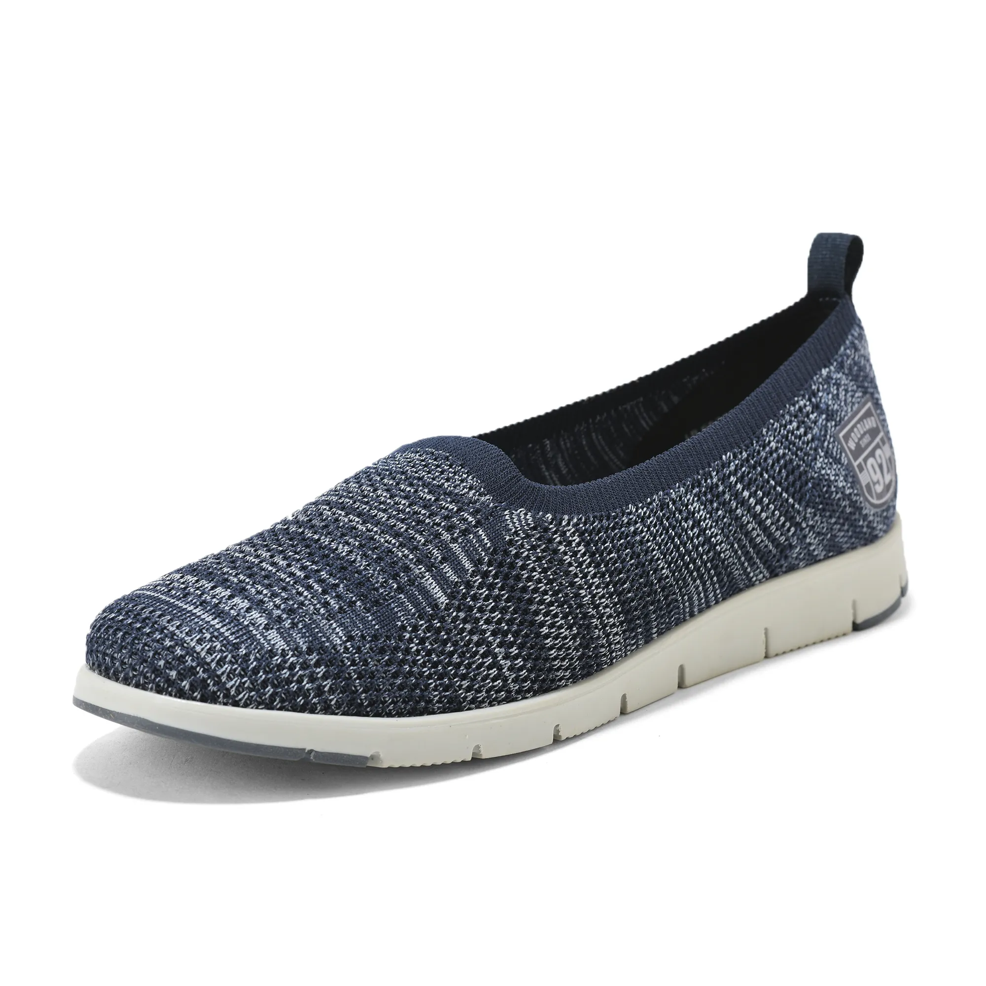 Woodland Ladies Navy Fabric Bally Slip-On Shoes - Thumbnail 11