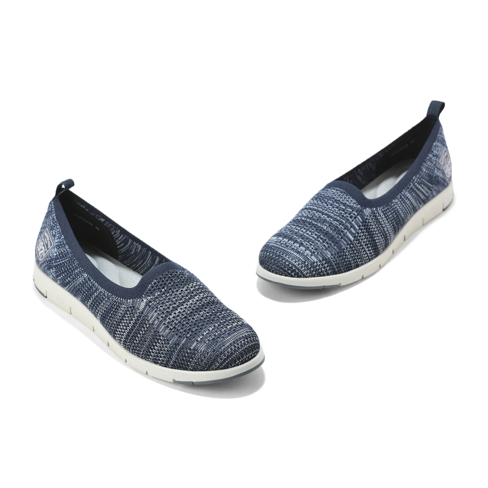 Woodland Ladies Navy Fabric Bally Slip-On Shoes - Thumbnail 3