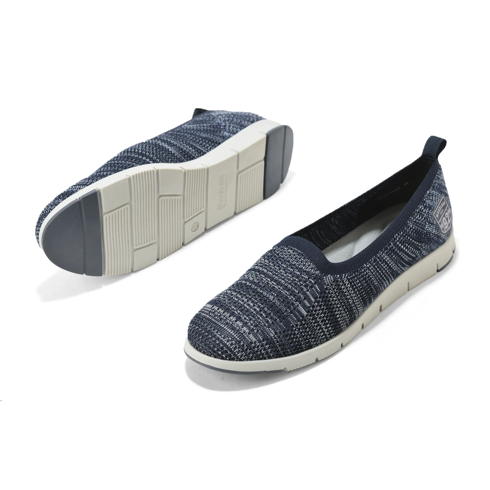 Woodland Ladies Navy Fabric Bally Slip-On Shoes - Thumbnail 6
