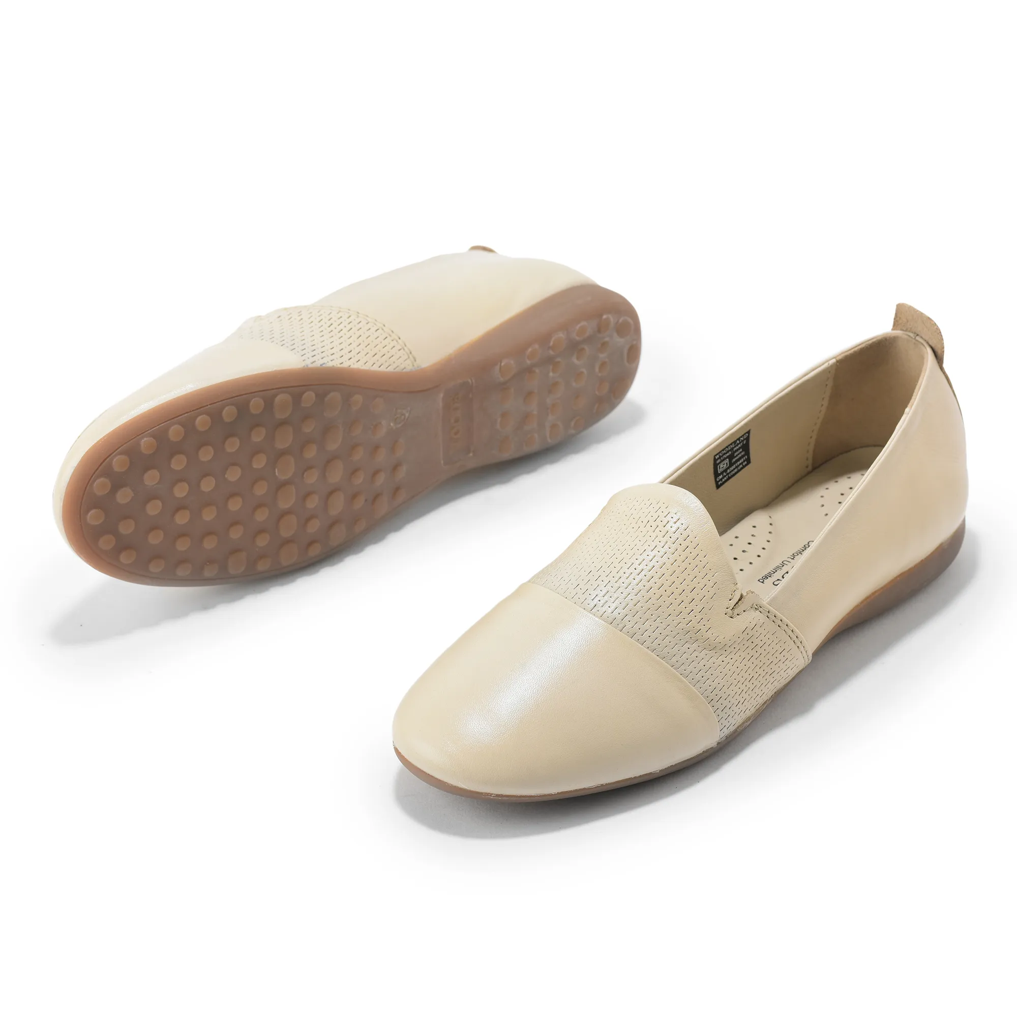 Woods Beige Ladies Belly Shoes - Thumbnail 4