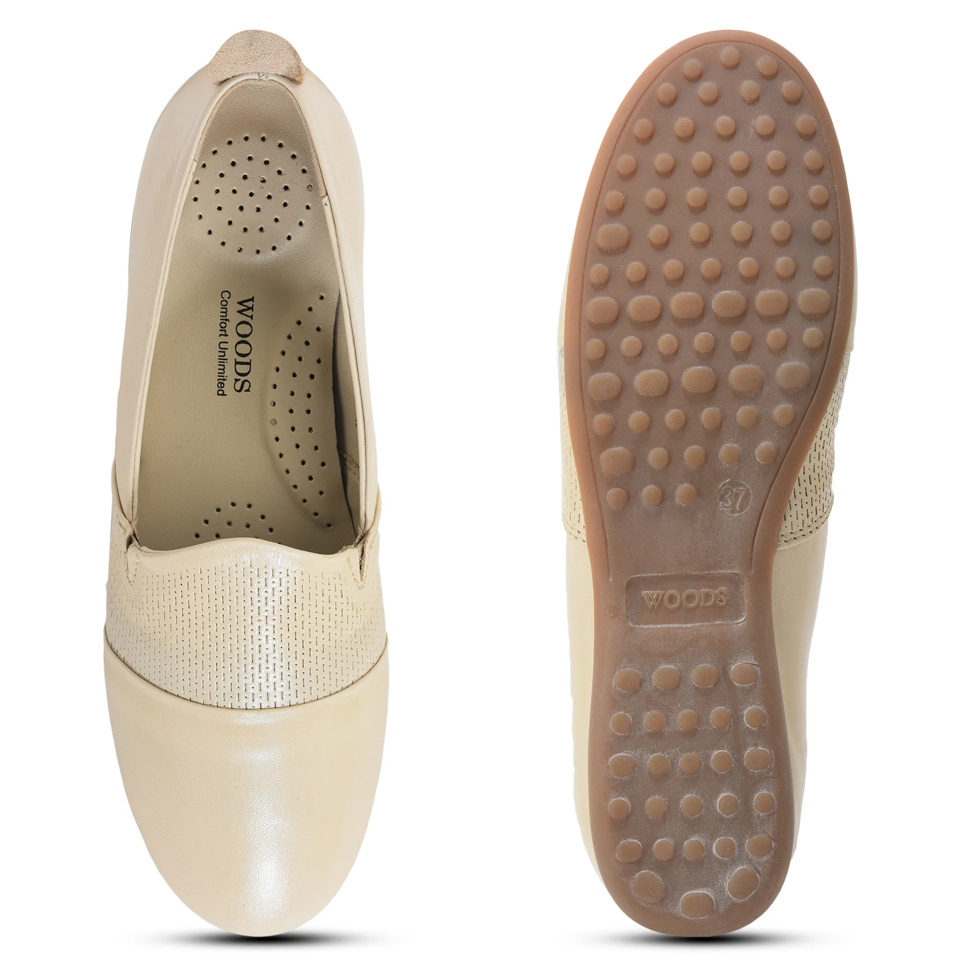 Woods Beige Ladies Belly Shoes - Thumbnail 7