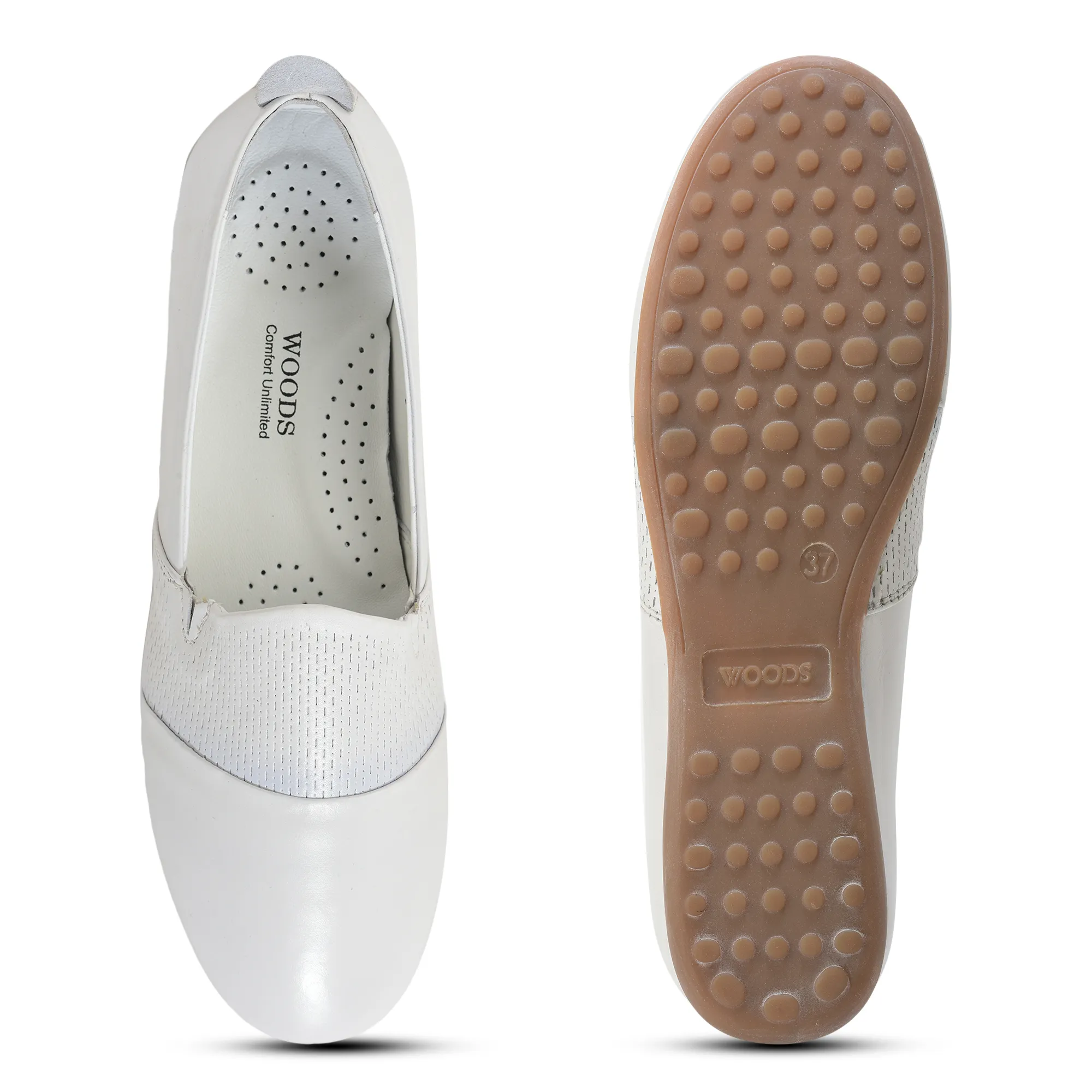 Woods White Ladies Belly Shoes - Thumbnail 6
