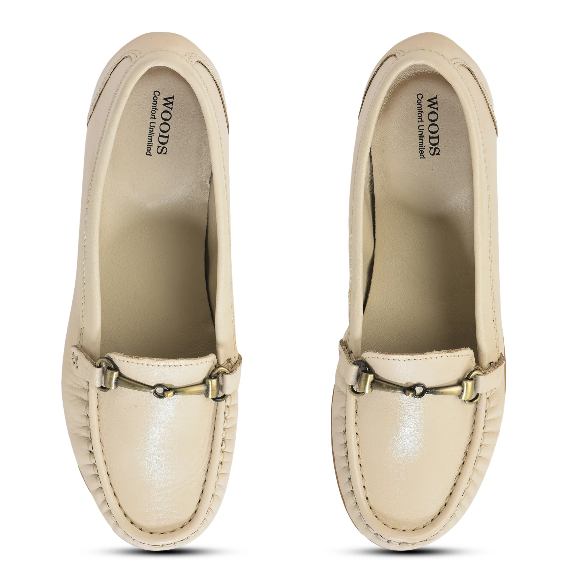 Woods Ladies Bally Beige Nappa Leather Slip-On Shoes - Thumbnail 2