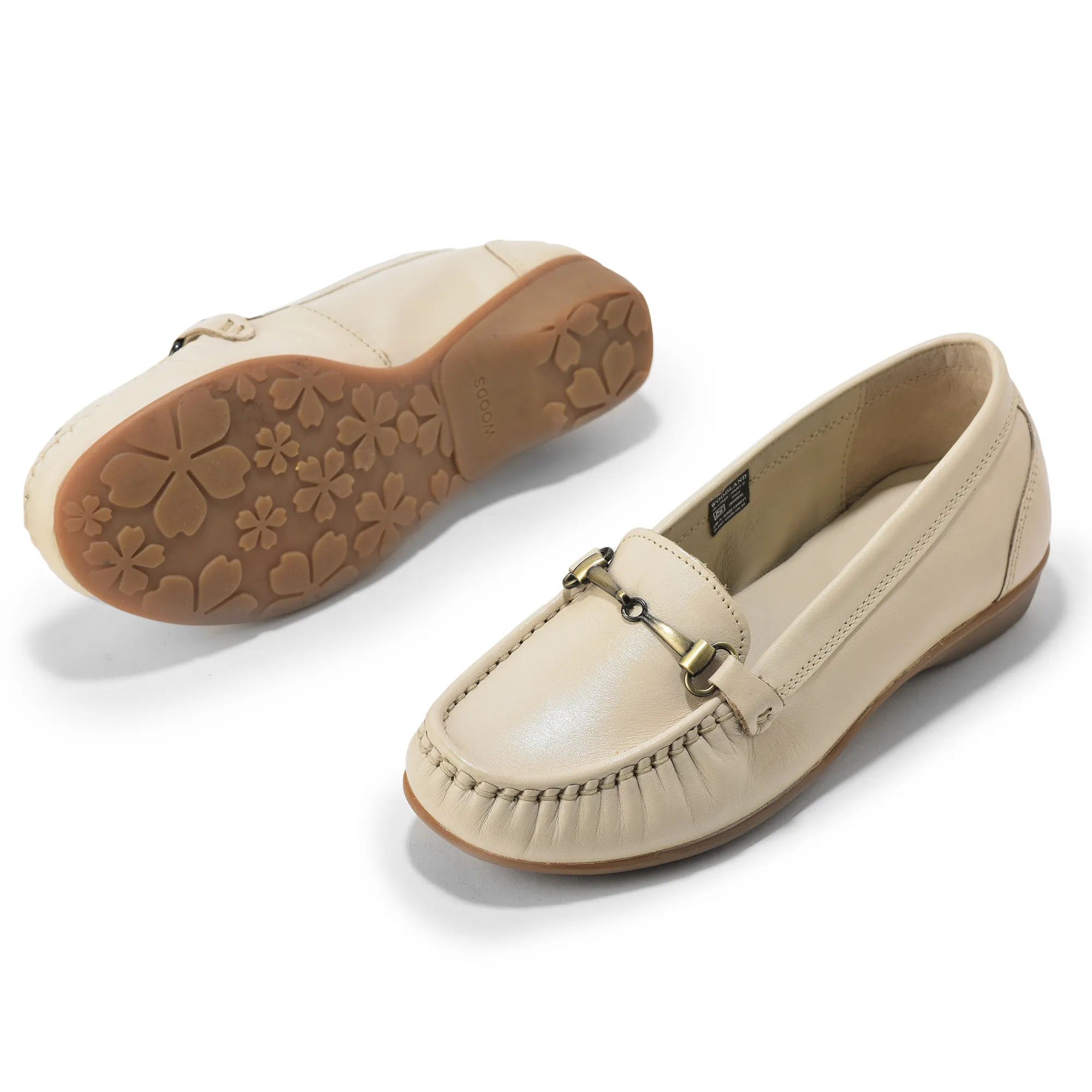 Woods Ladies Bally Beige Nappa Leather Slip-On Shoes - Thumbnail 4
