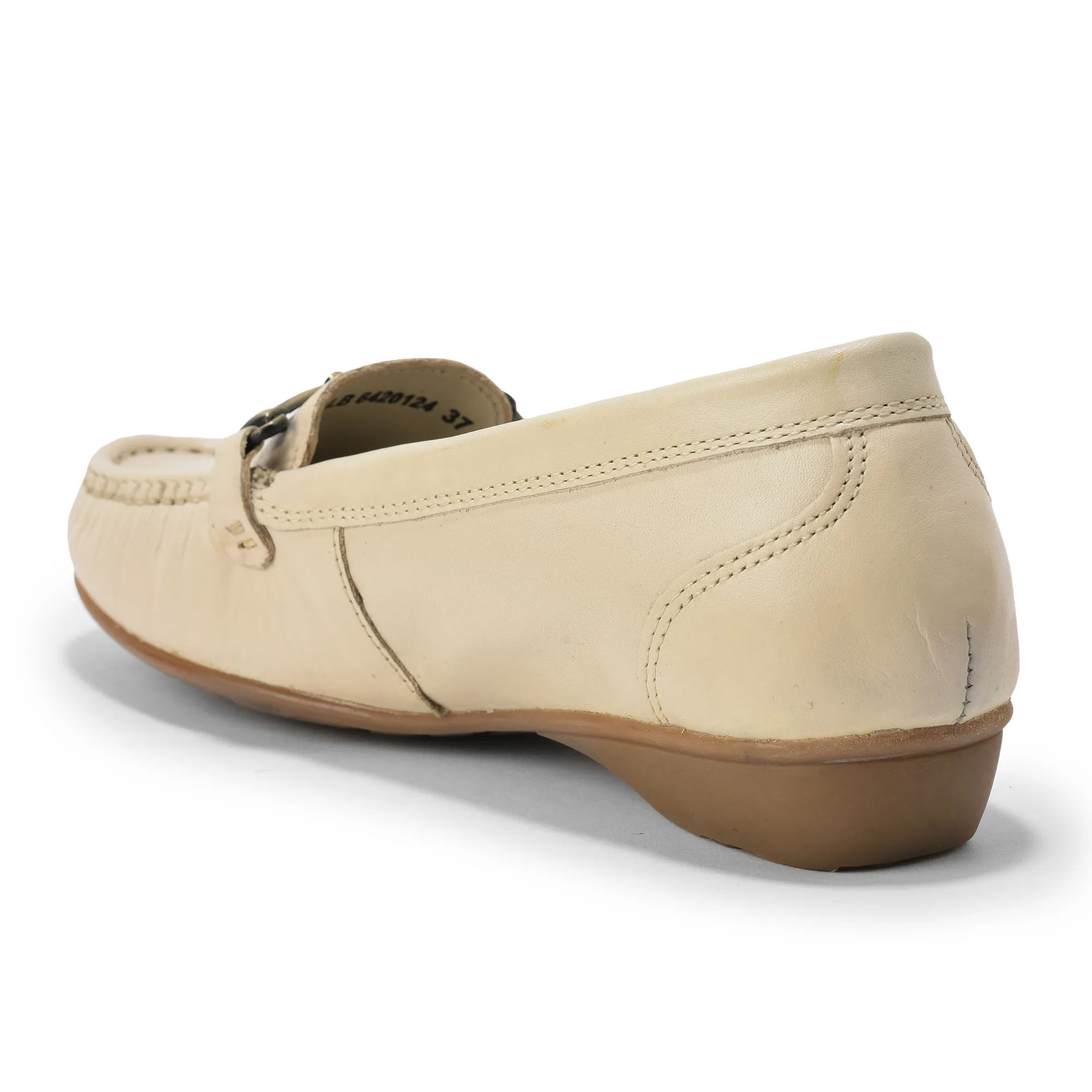 Woods Ladies Bally Beige Nappa Leather Slip-On Shoes - Thumbnail 5