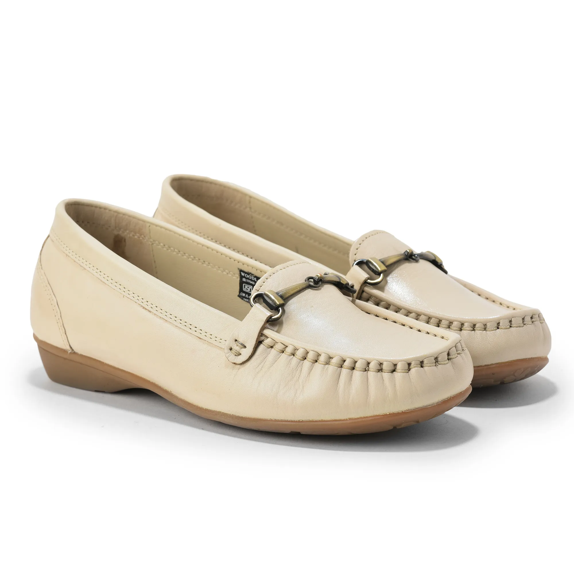 Woods Ladies Bally Beige Nappa Leather Slip-On Shoes - Thumbnail 6