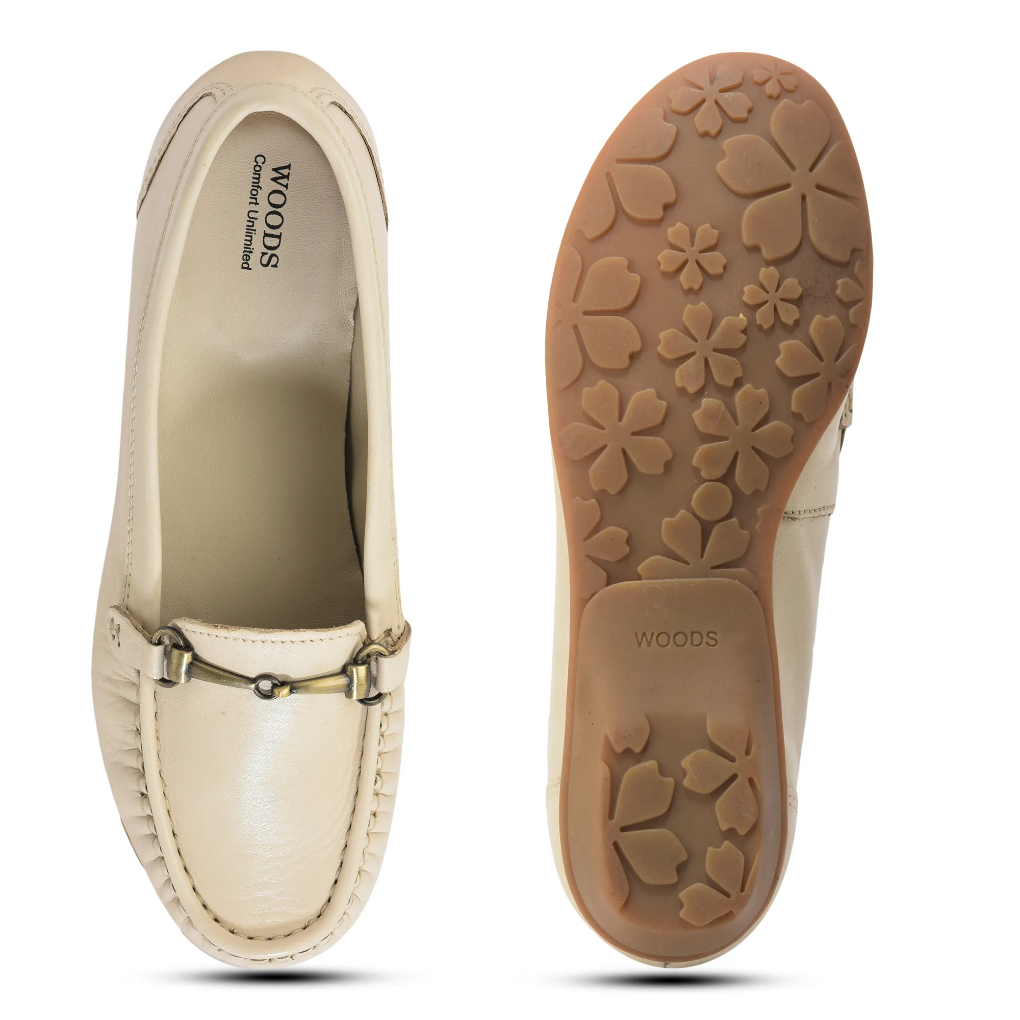 Woods Ladies Bally Beige Nappa Leather Slip-On Shoes - Thumbnail 7
