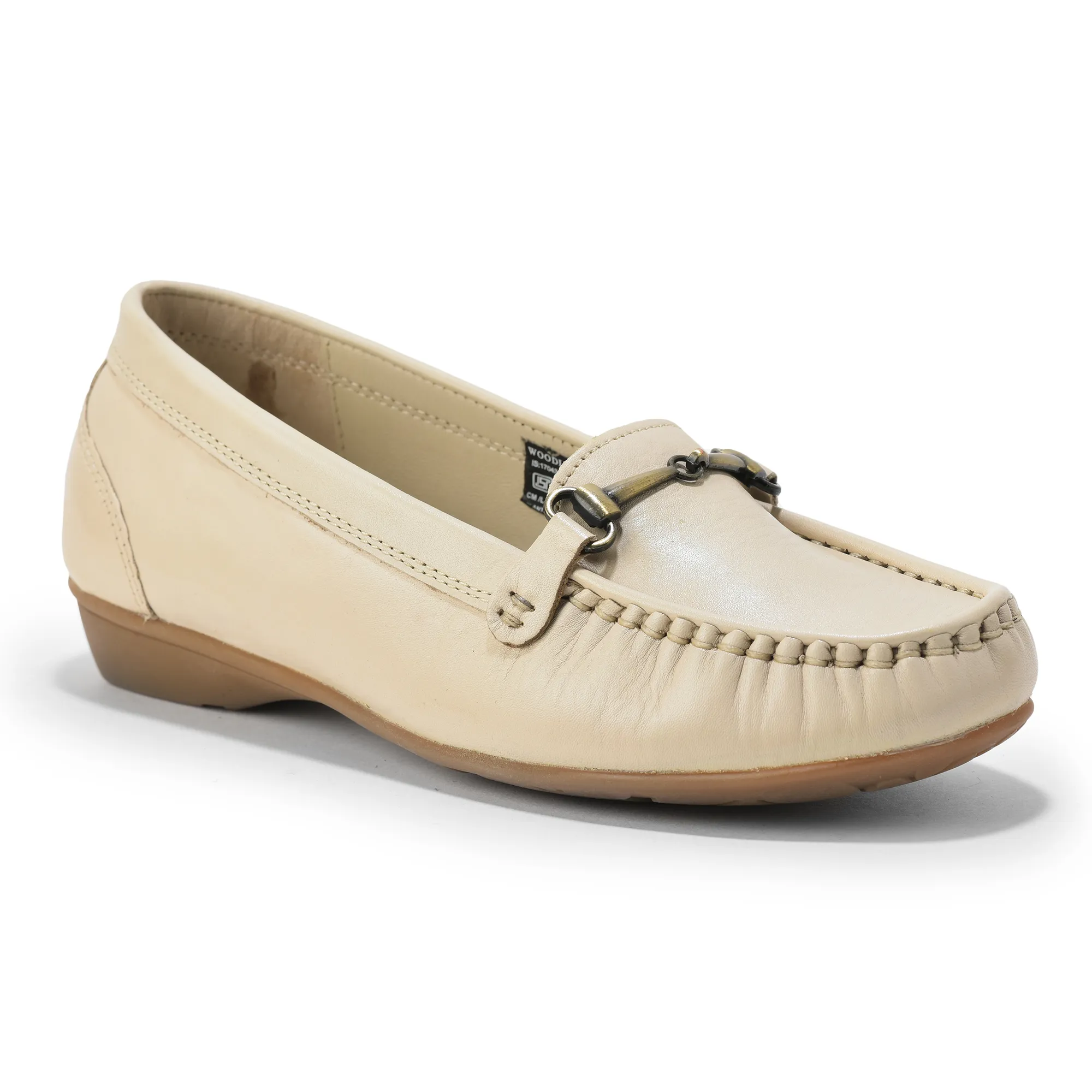 Woods Ladies Bally Beige Nappa Leather Slip-On Shoes - Thumbnail 8