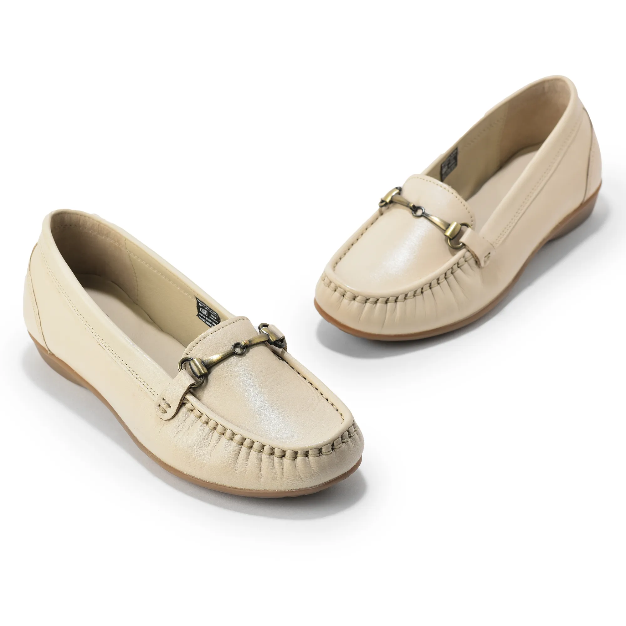 Woods Ladies Bally Beige Nappa Leather Slip-On Shoes - Thumbnail 9