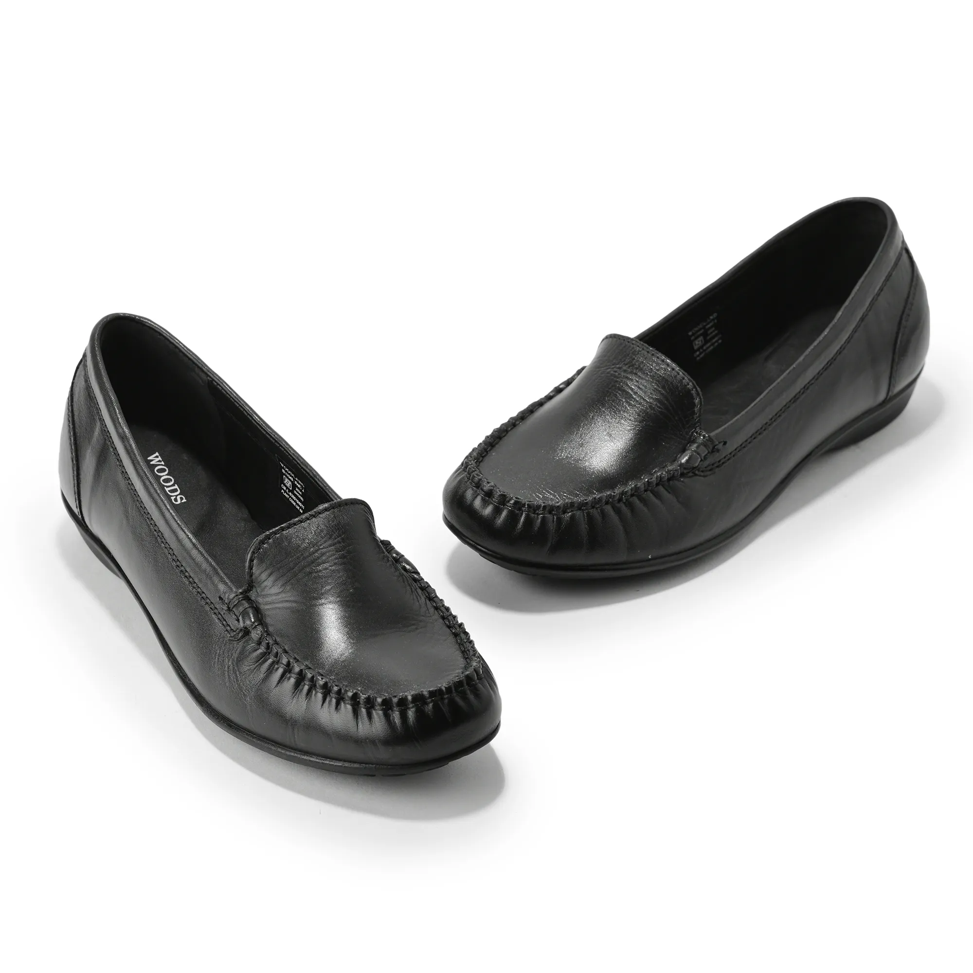 Woods Ladies Bally Black Nappa Leather Slip-On Shoes - Thumbnail 9