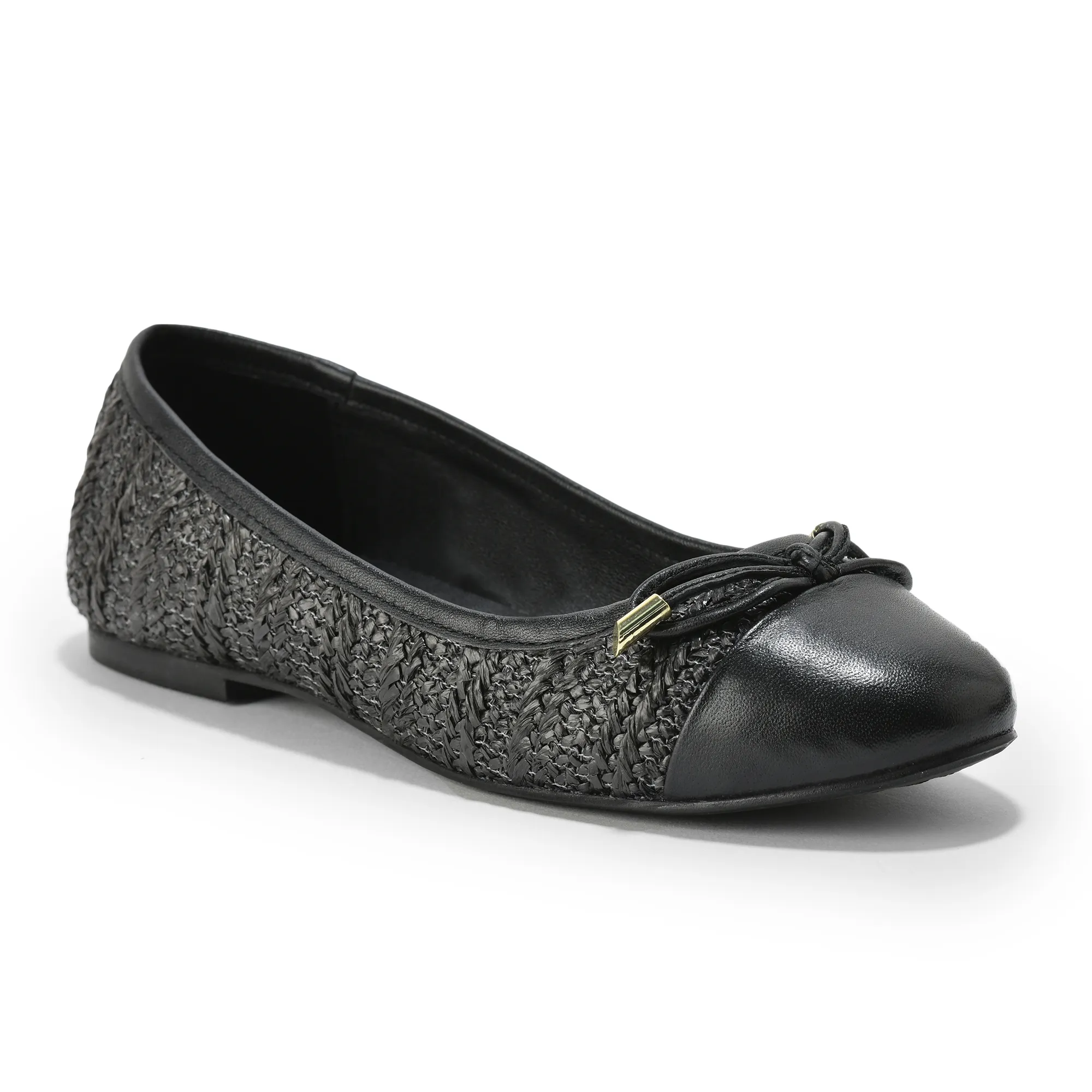Woodland Ladies Black  Raffia Bow Bally Flats - Thumbnail 9