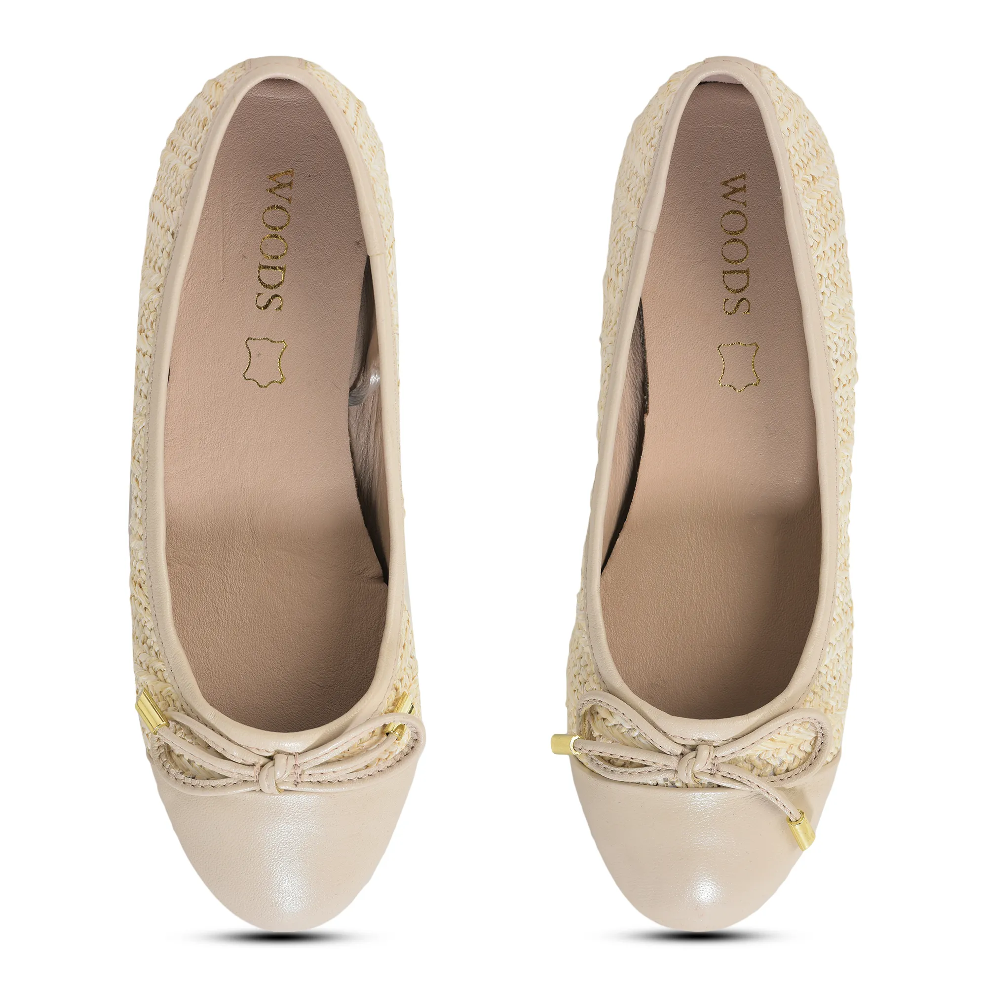 Woodland Ladies Ivory Raffia Bow Bally Flats - Thumbnail 2