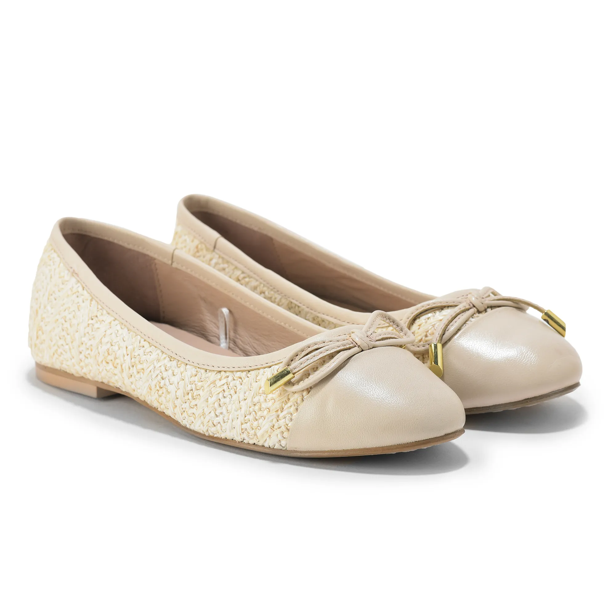 Woodland Ladies Ivory Raffia Bow Bally Flats - Thumbnail 6