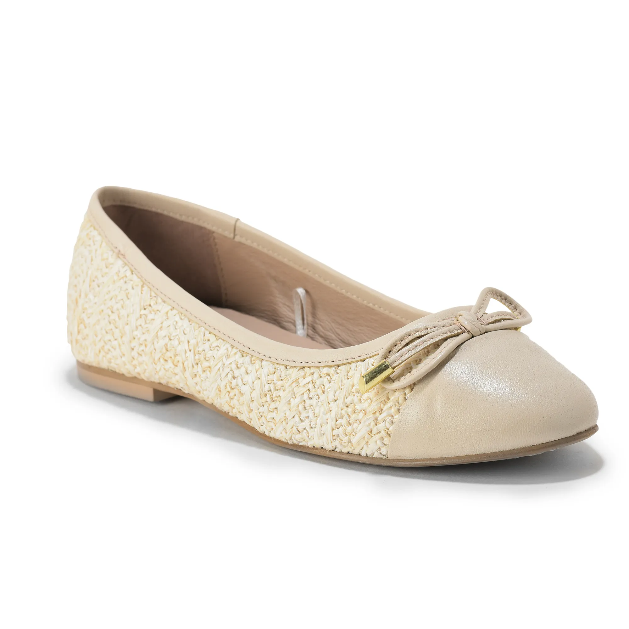 Woodland Ladies Ivory Raffia Bow Bally Flats - Thumbnail 8