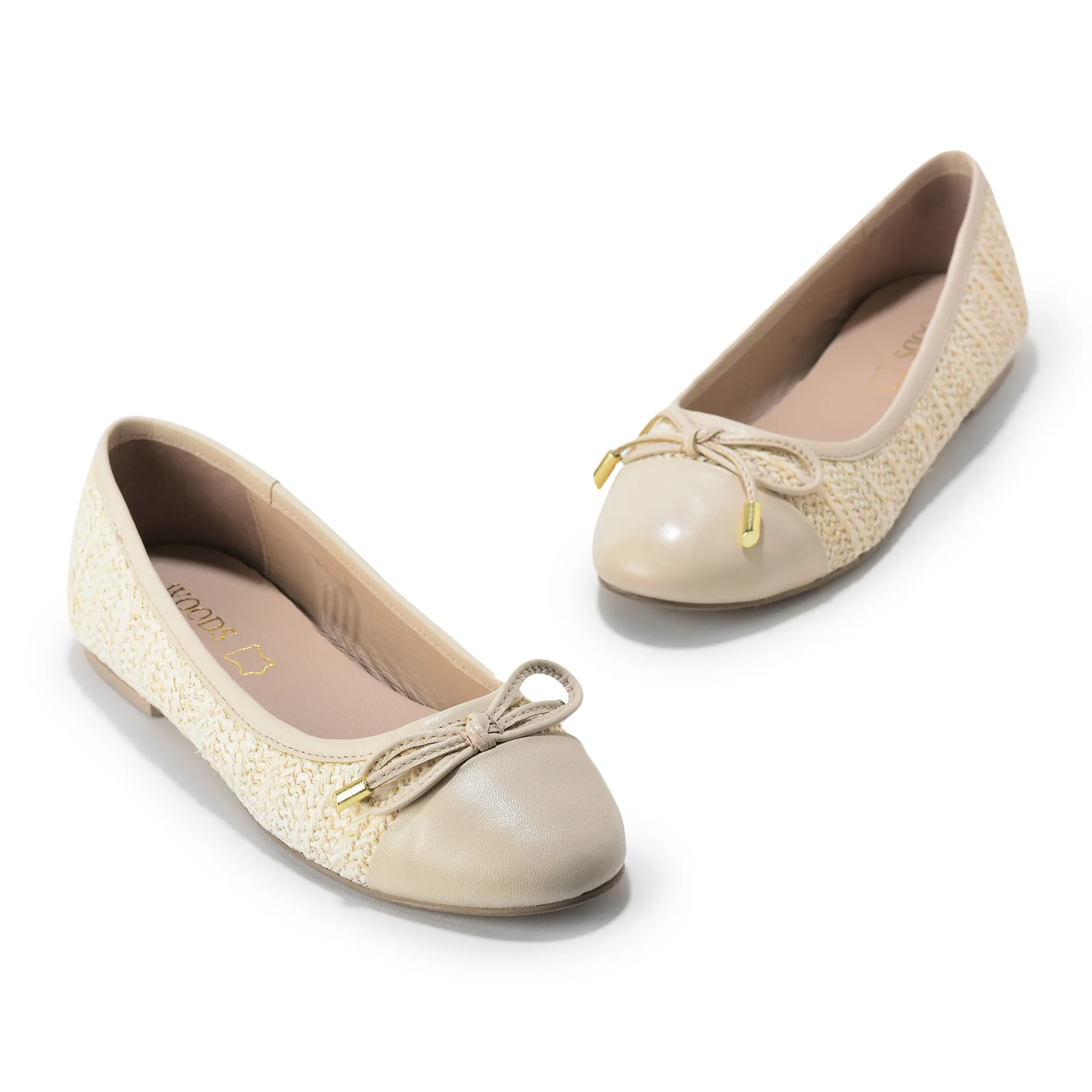 Woodland Ladies Ivory Raffia Bow Bally Flats - Thumbnail 9