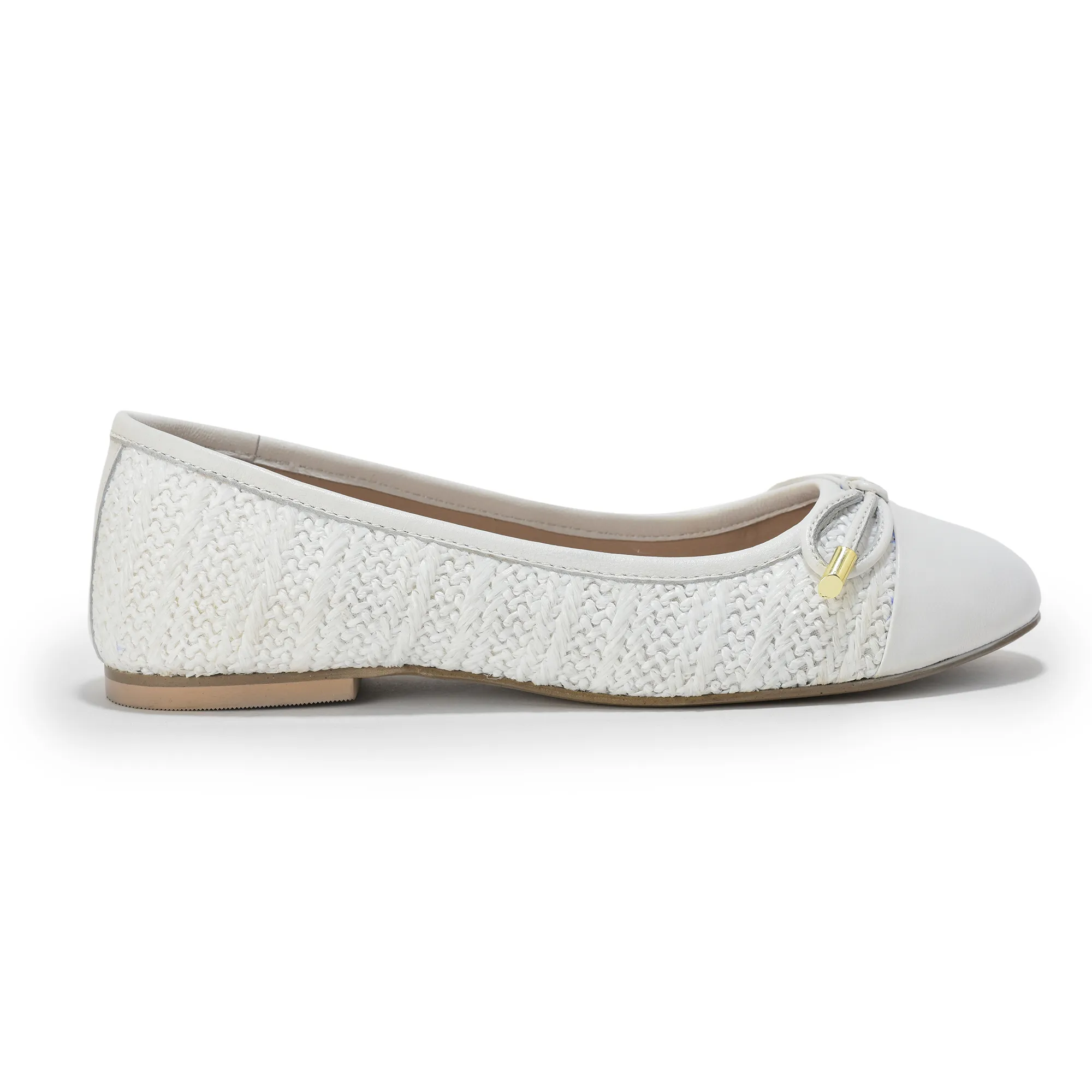 woodland-ladies-white-raffia-bow-bally-flats
