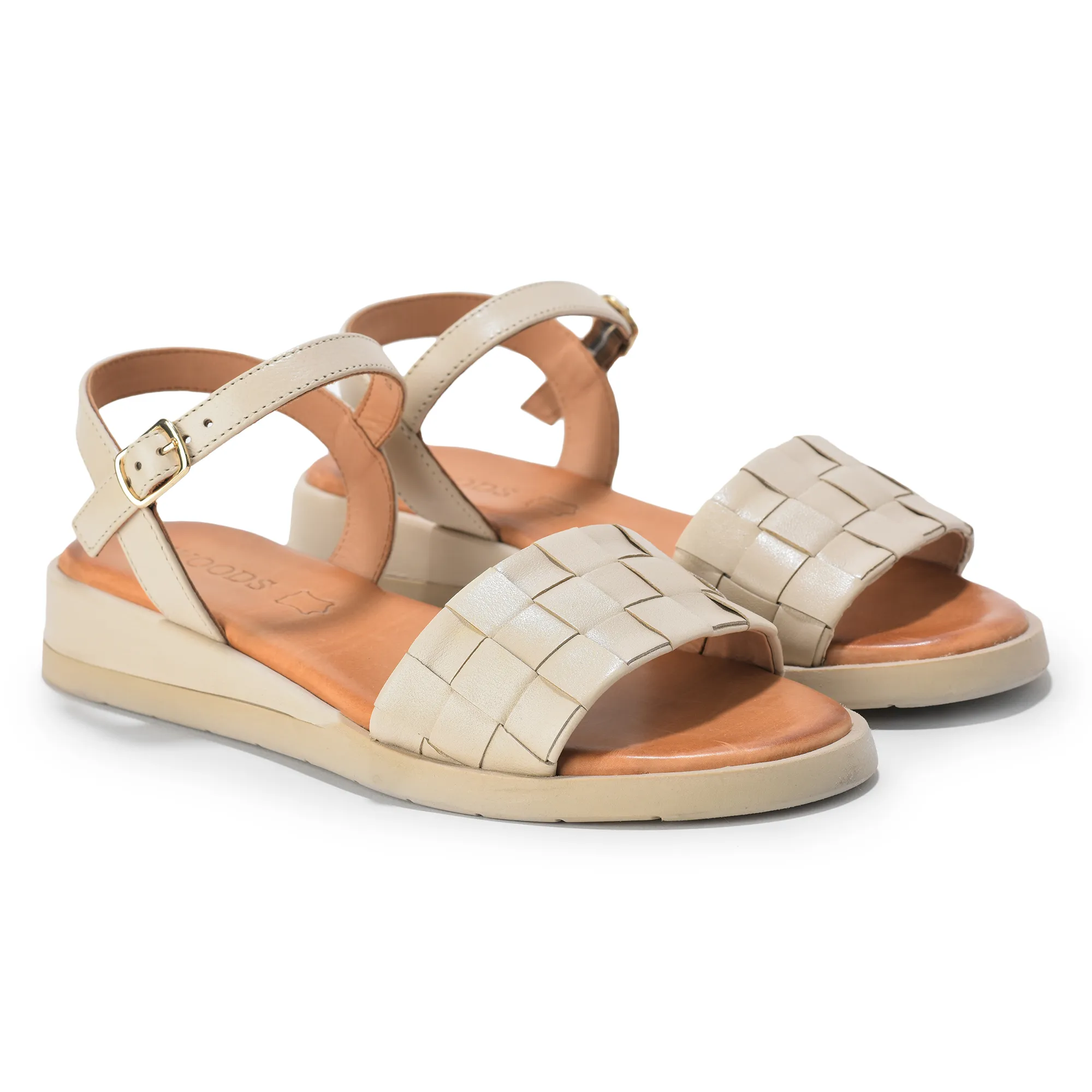 Woodland Ladies Ivory Woven Leather Sandal - Thumbnail 6
