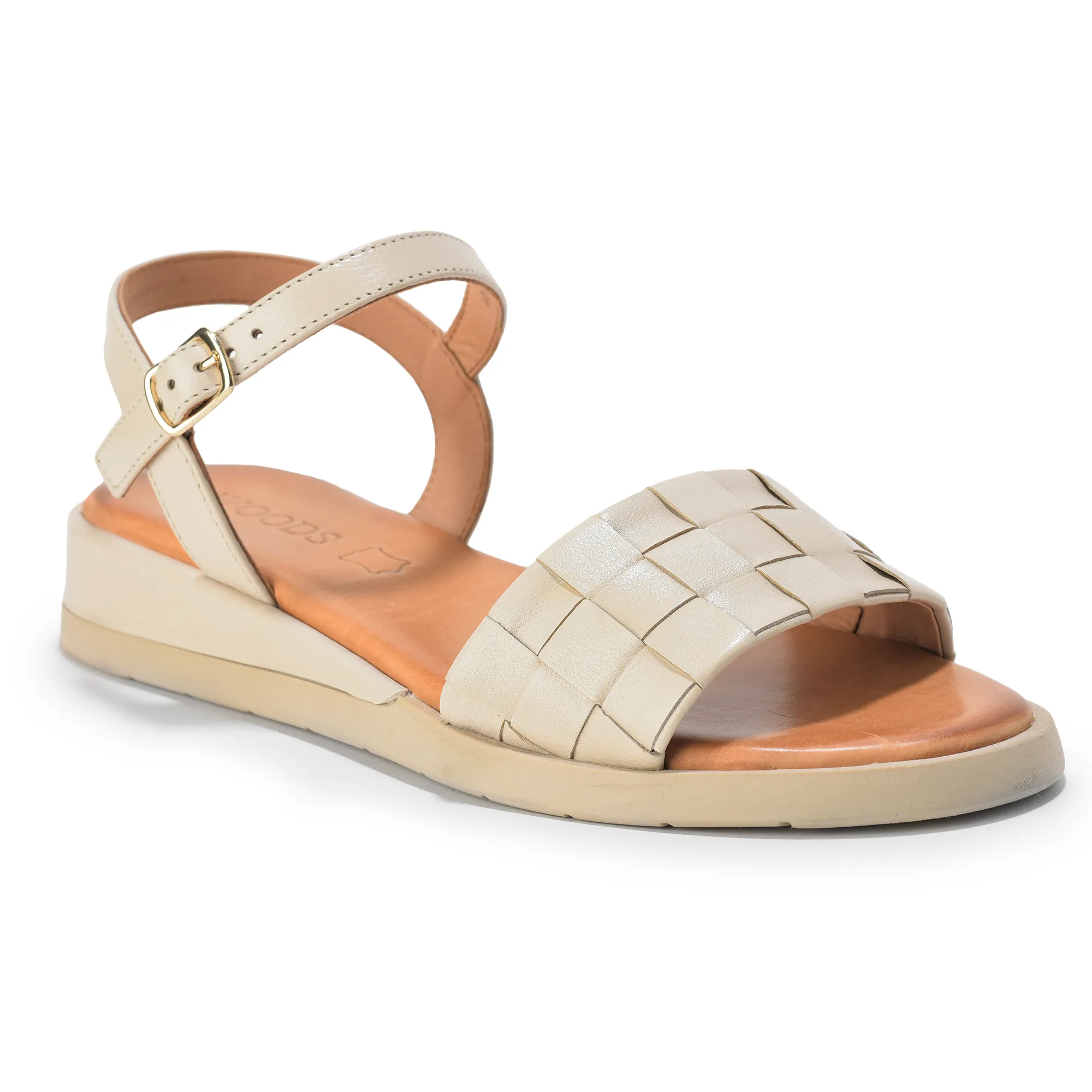 Woodland Ladies Ivory Woven Leather Sandal - Thumbnail 8
