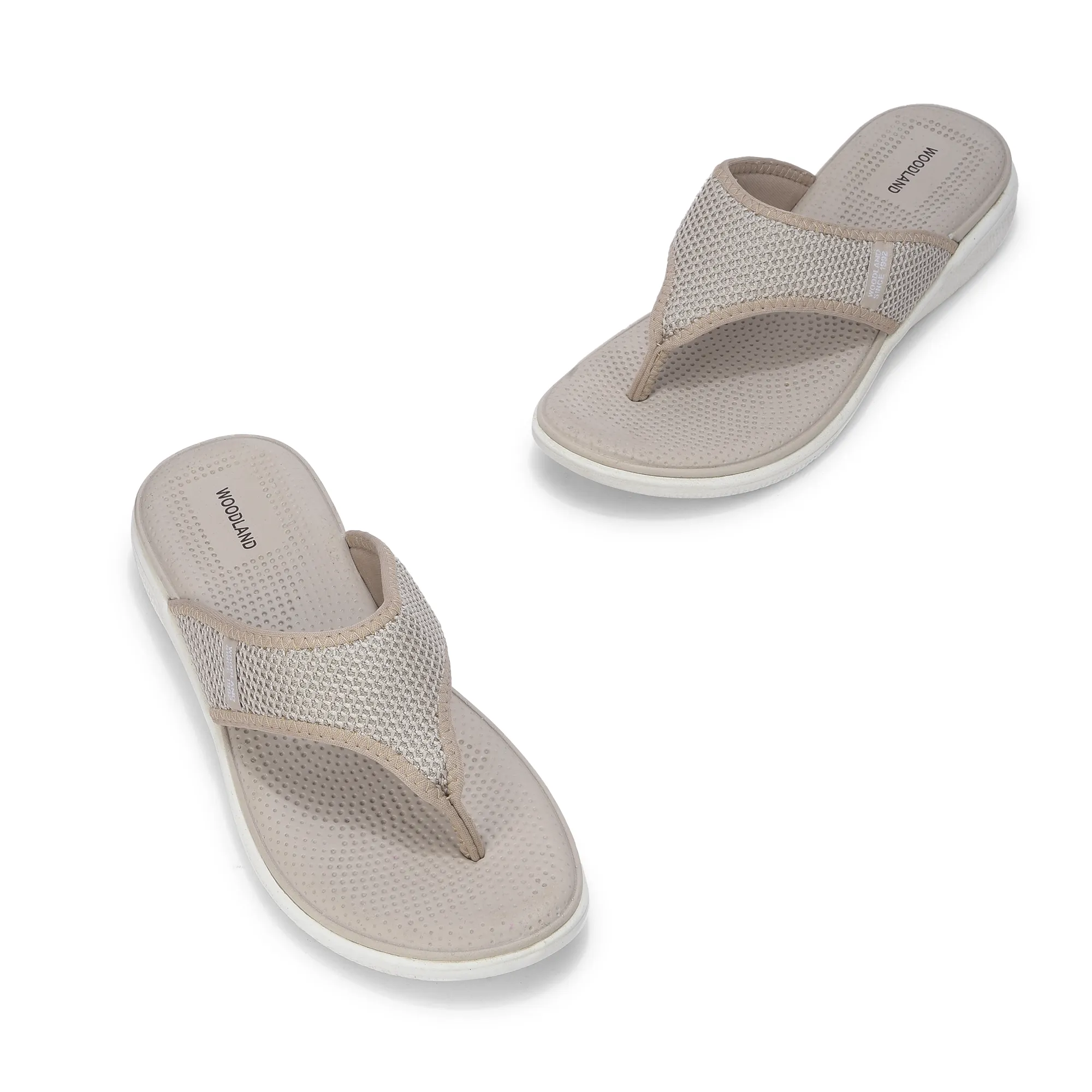 Women Beige Sports Slippers - Thumbnail 2