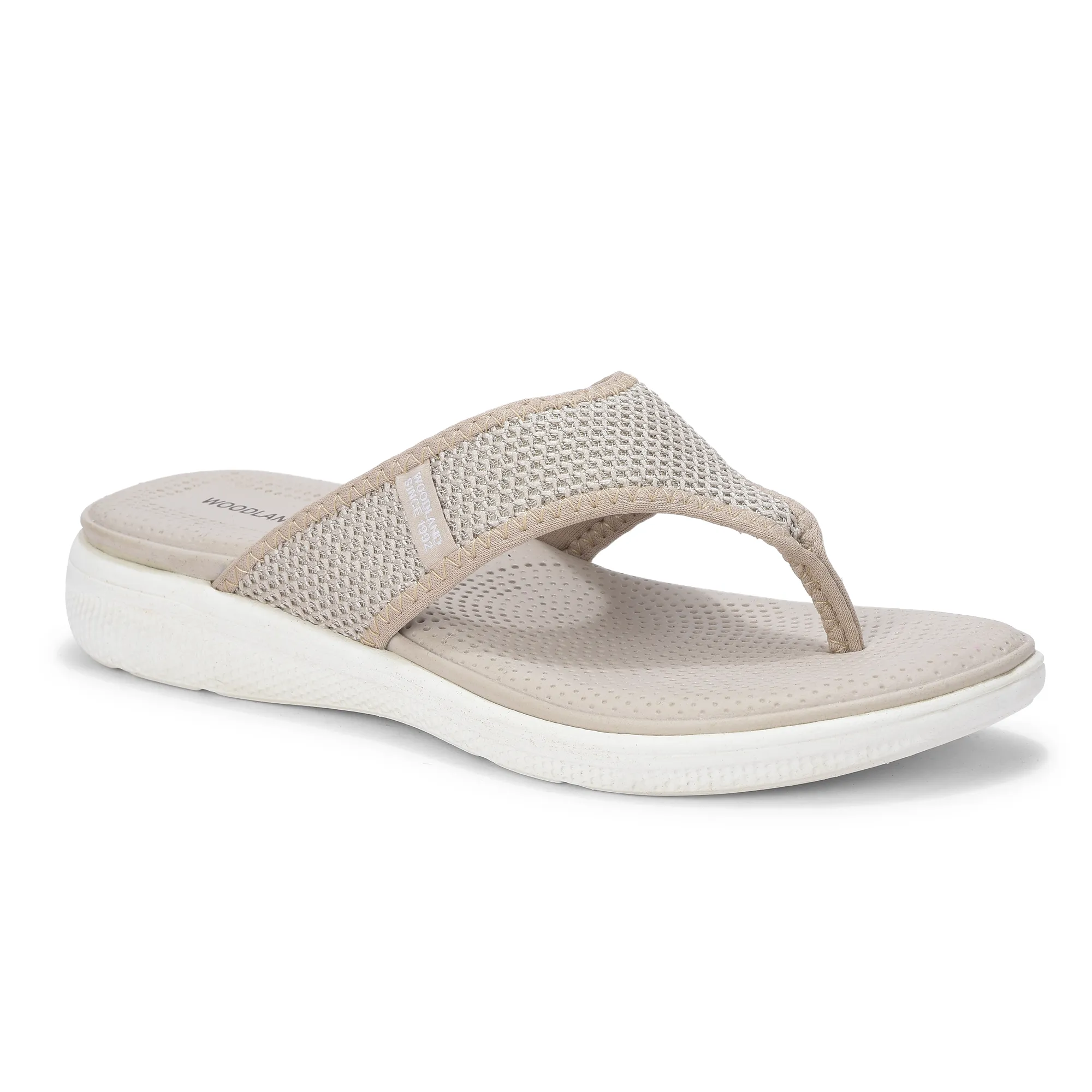 Women Beige Sports Slippers - Thumbnail 3