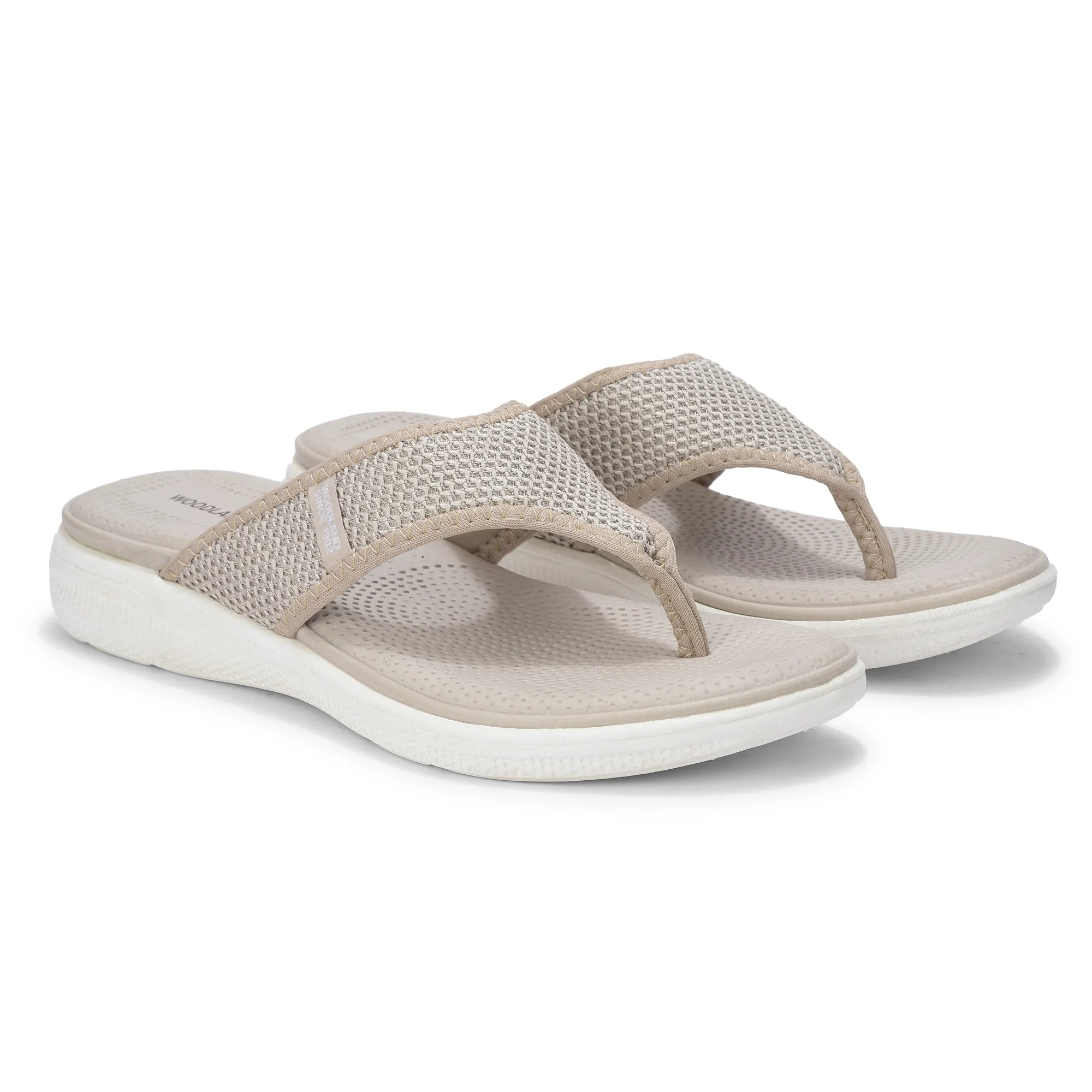Women Beige Sports Slippers - Thumbnail 7