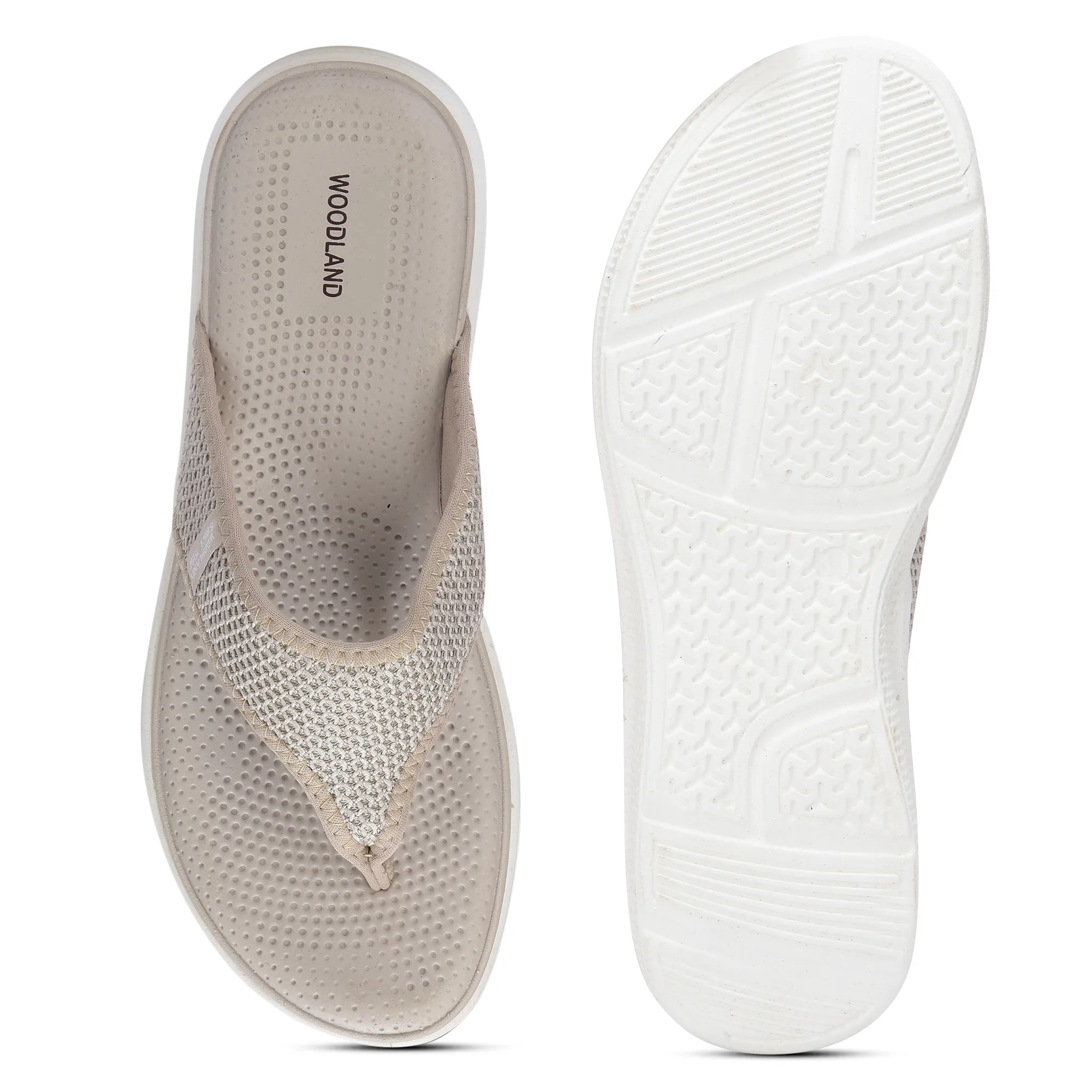 Women Beige Sports Slippers - Thumbnail 8