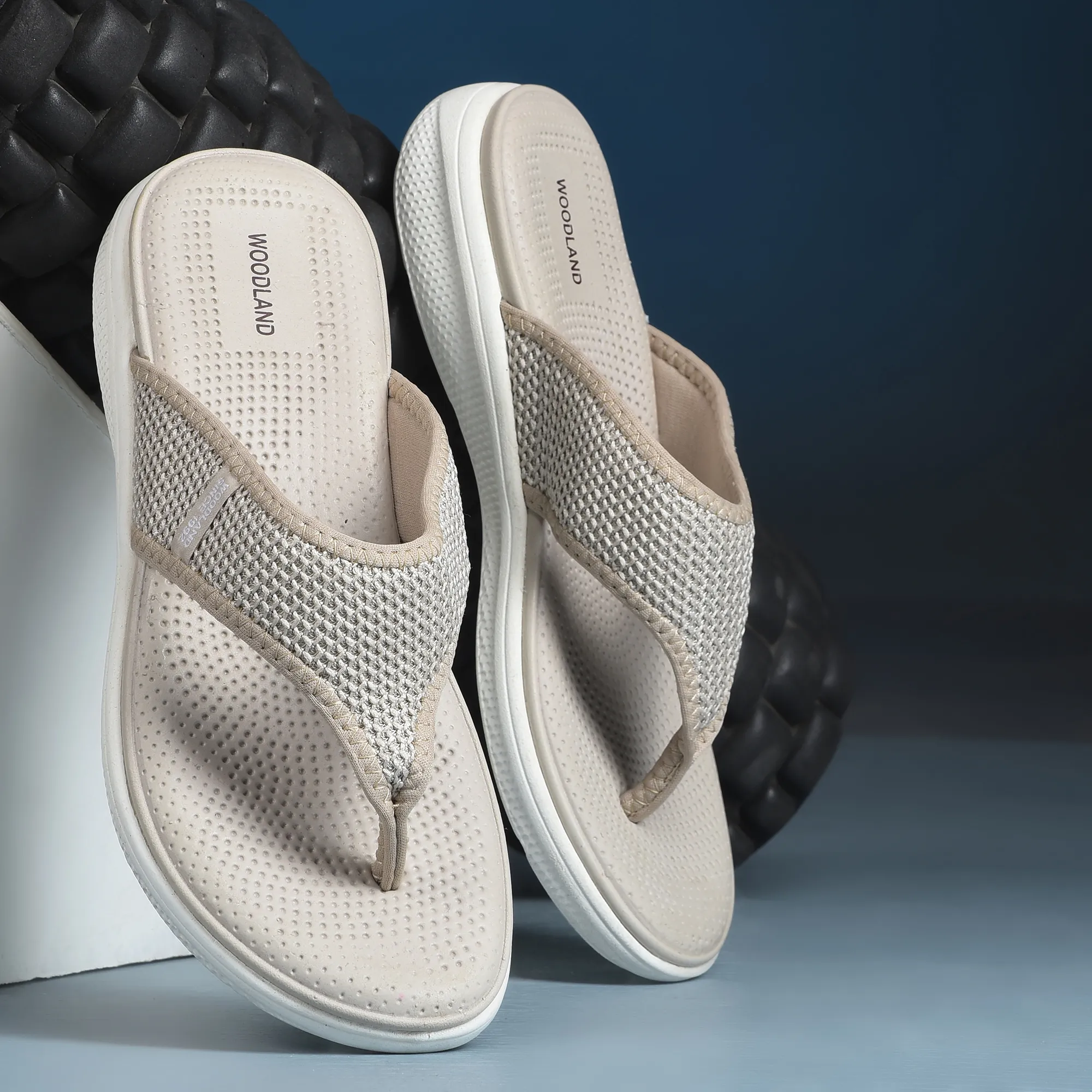 Women Beige Sports Slippers - Thumbnail 9