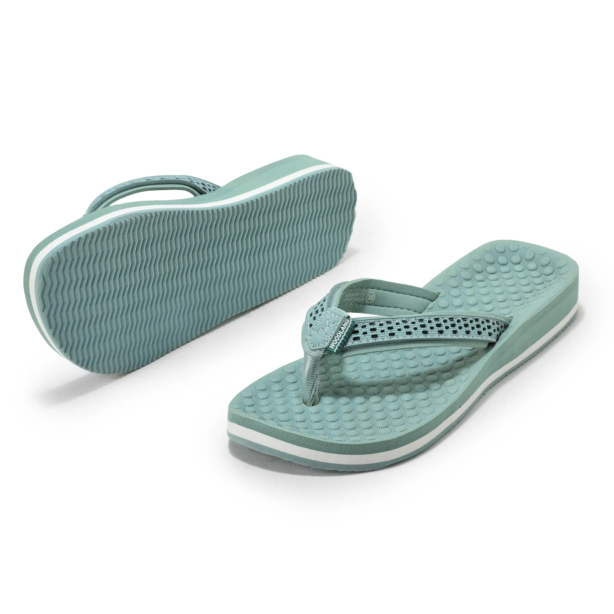 Woodland Women'S Mint Casual Comfort Flip-Flop Slippers - Thumbnail 6