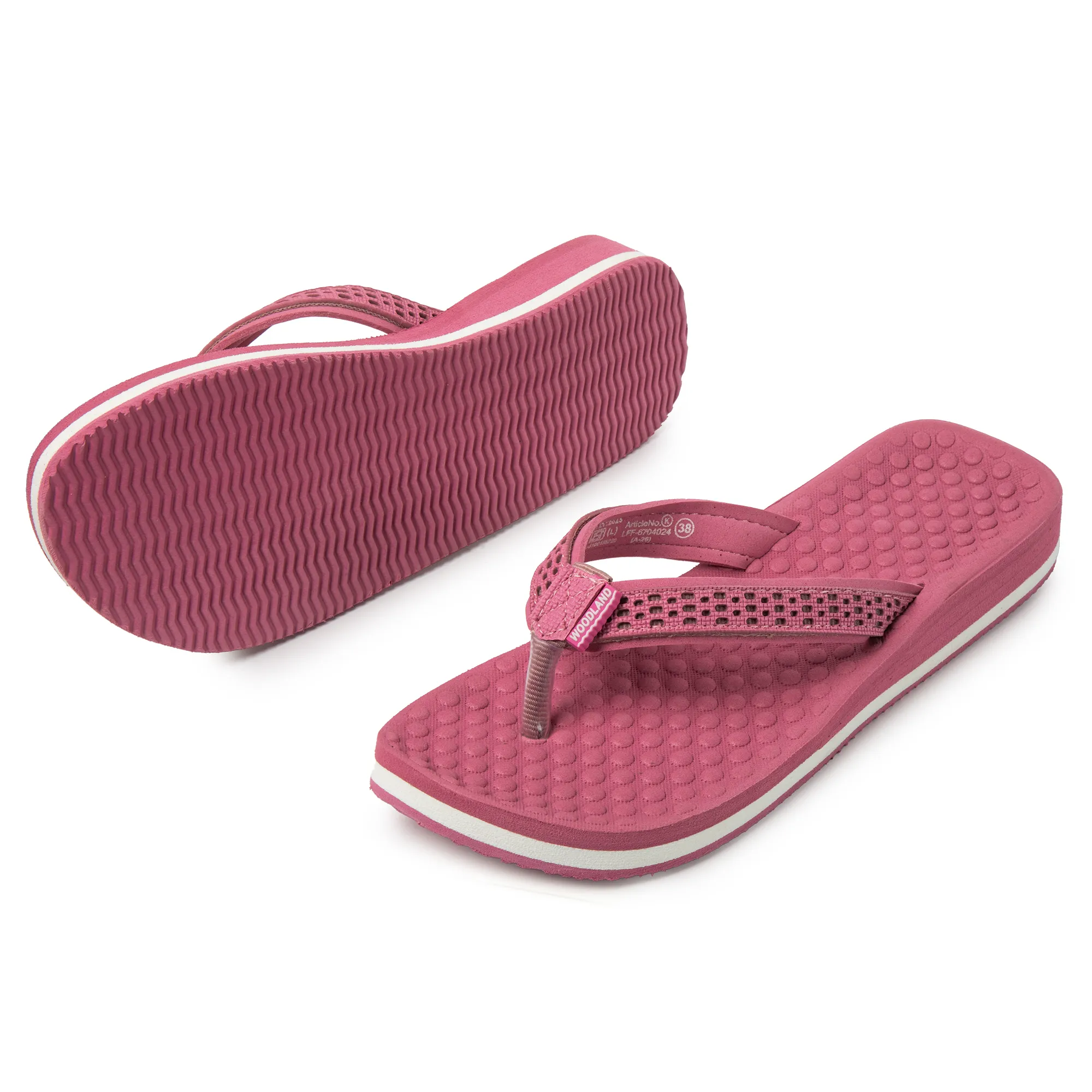 Woodland Women’S Pink Casual Comfort Flip-Flop Slippers - Thumbnail 6