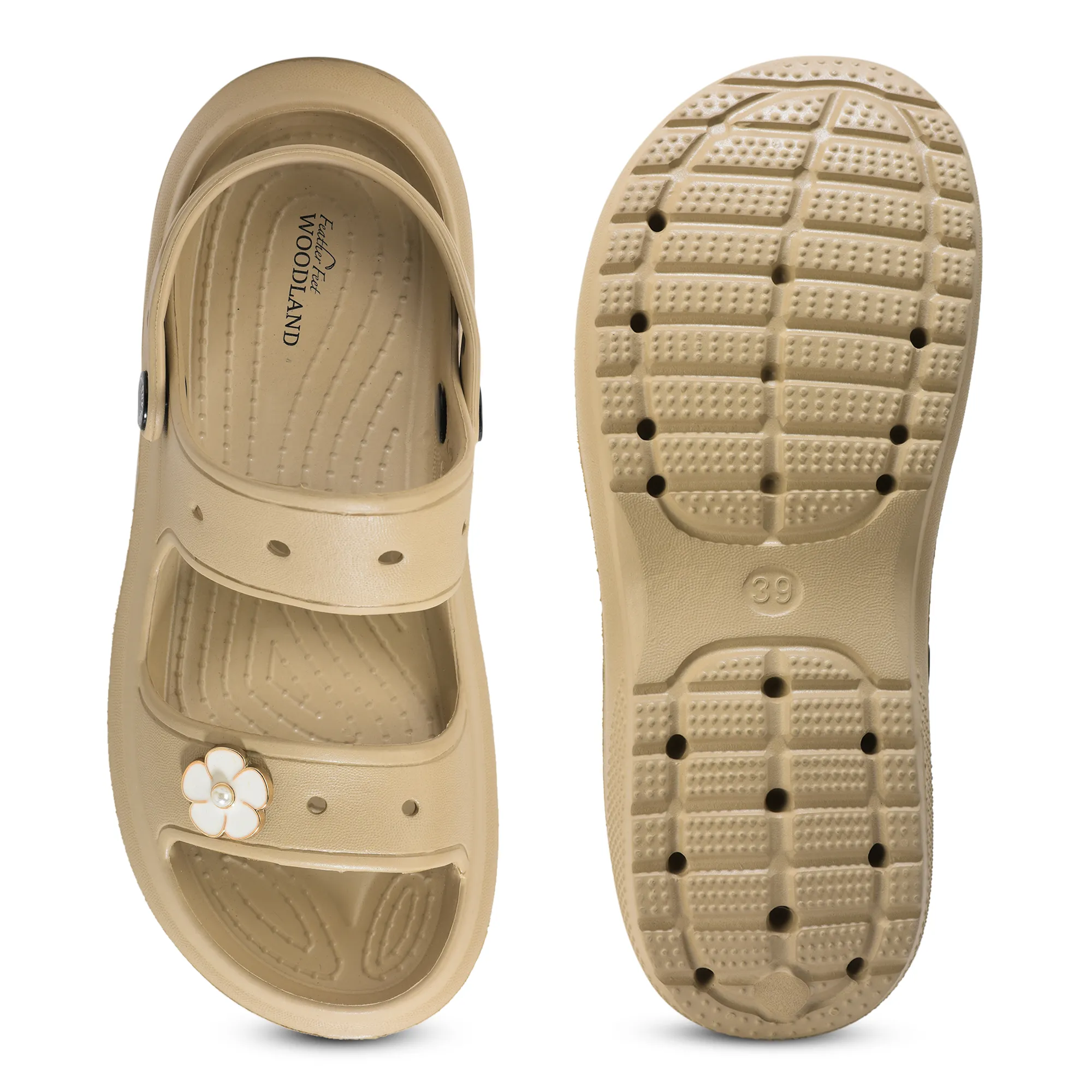 Woodland Women Beige EVA Floral Comfort Slides - Thumbnail 9