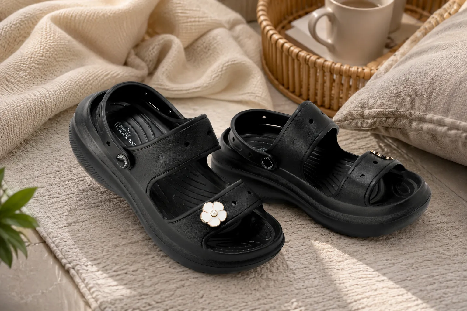 woodland-women-black-eva-floral-comfort-slides