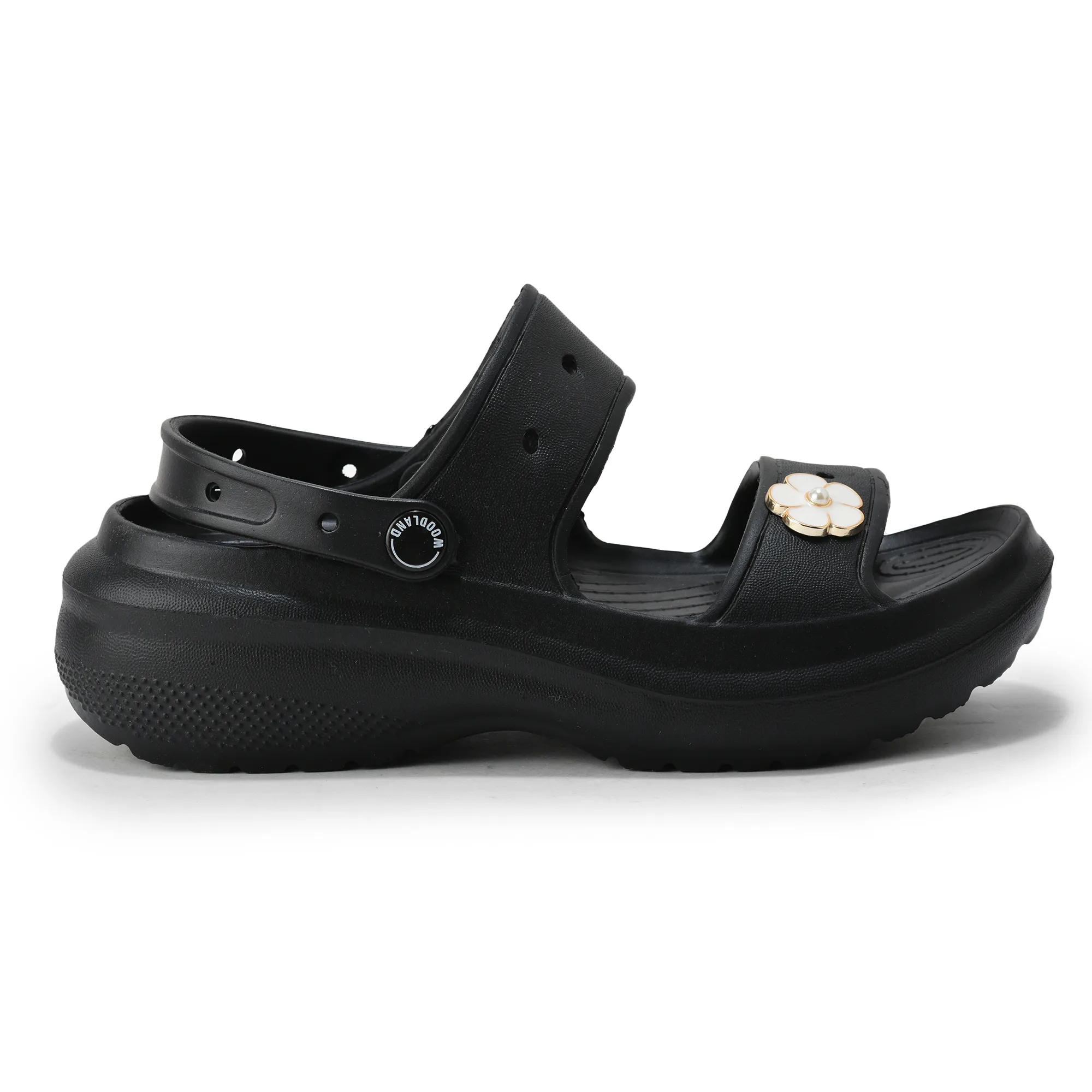 Woodland Women Black EVA Floral Comfort Slides - Thumbnail 2